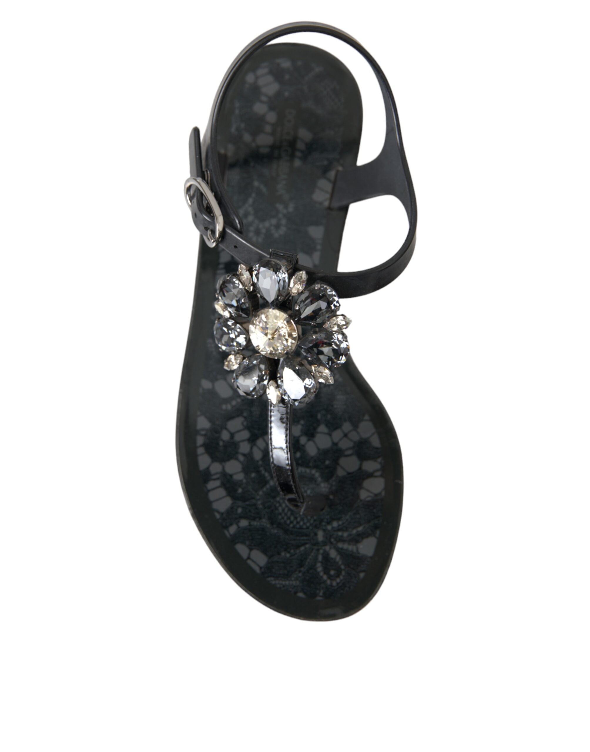 Dolce & Gabbana Black Crystal Flats Sandals Flip Flops Shoes -   -  Dolce & Gabbana.