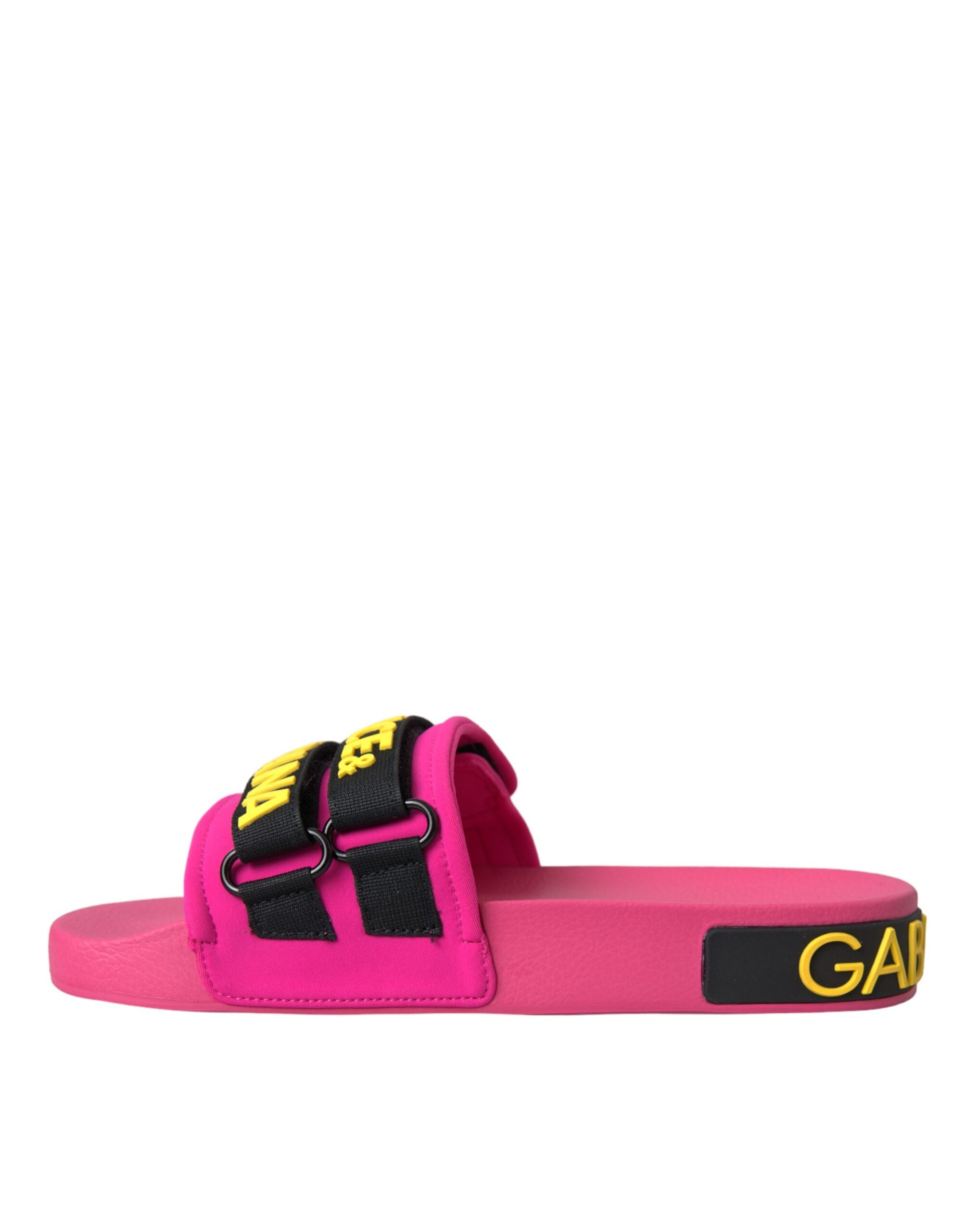 Dolce & Gabbana Pink Black Logo Beachwear Flats Sandals Shoes -   -  Dolce & Gabbana.