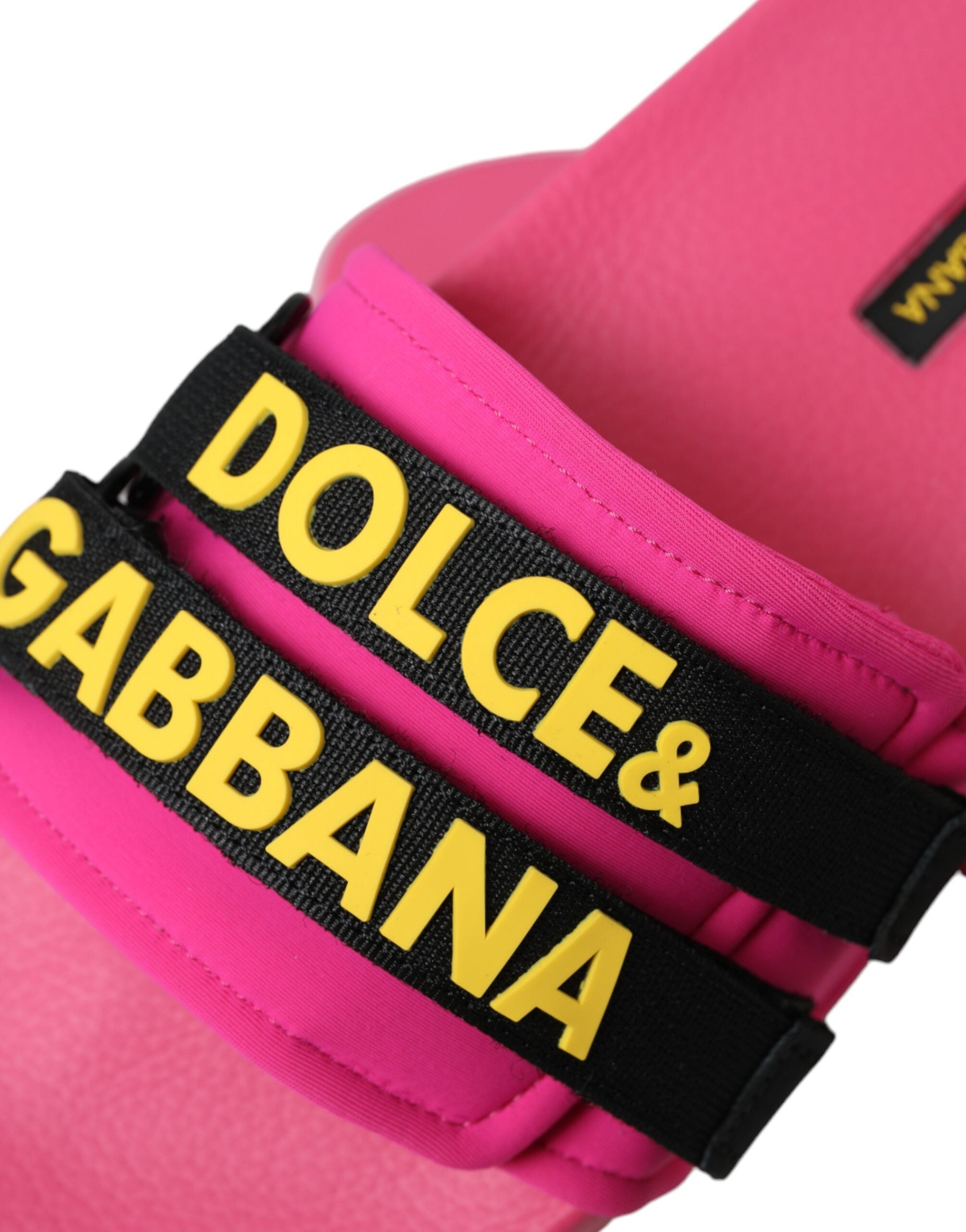 Dolce & Gabbana Pink Black Logo Beachwear Flats Sandals Shoes -   -  Dolce & Gabbana.
