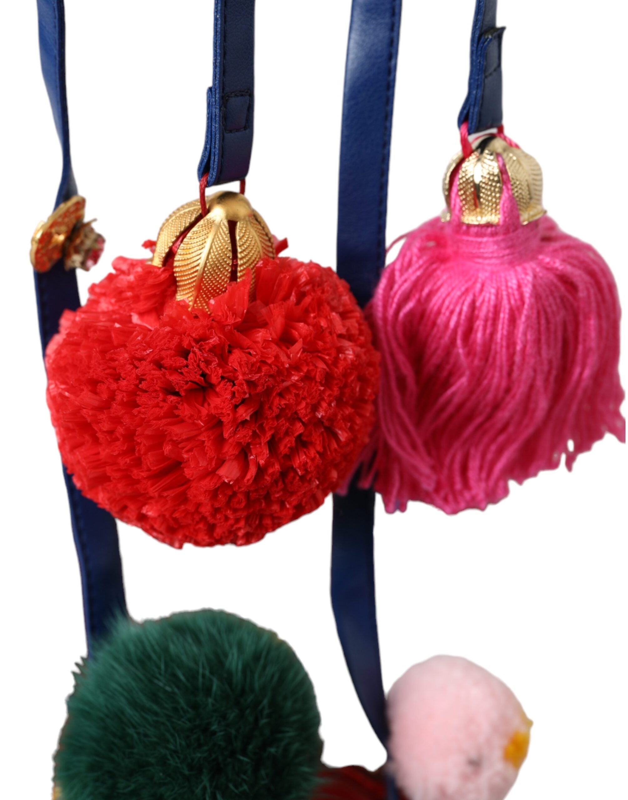 Dolce & Gabbana Multicolor Pom Pom Fur Wrap Sandals Shoes -   -  Dolce & Gabbana.