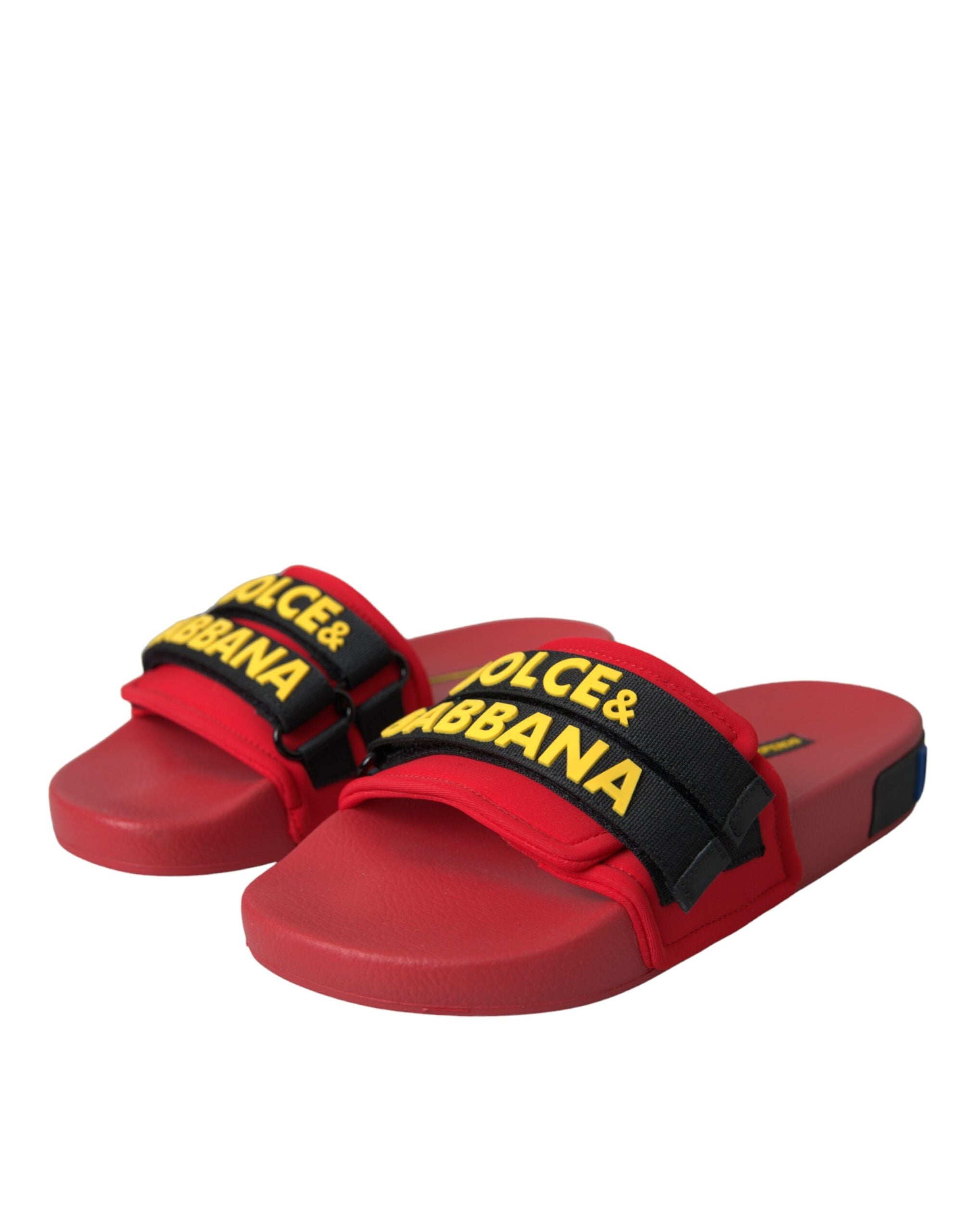 Dolce & Gabbana Red Black Logo Beachwear Flats Sandals Shoes -   -  Dolce & Gabbana.