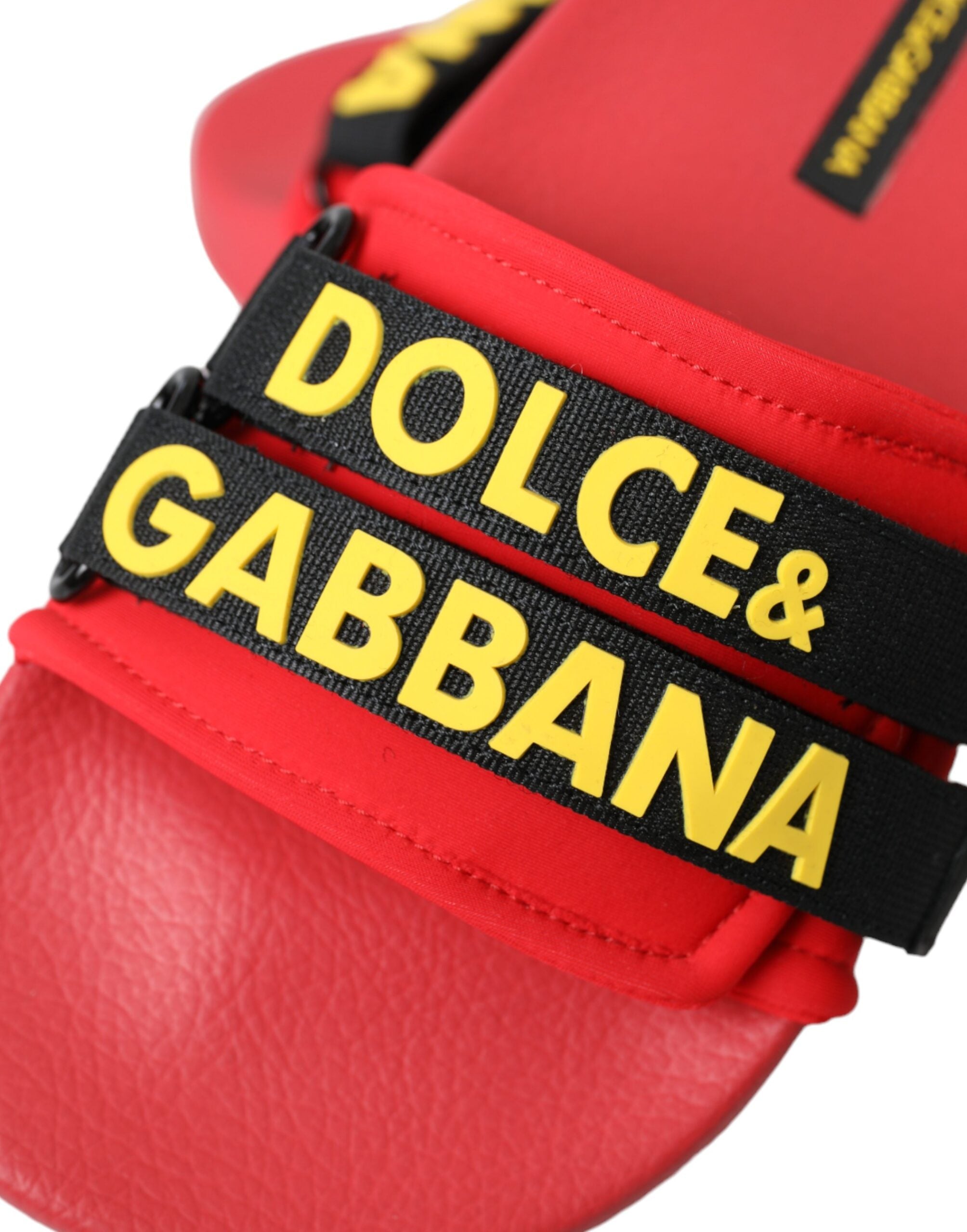 Dolce & Gabbana Red Black Logo Beachwear Flats Sandals Shoes -   -  Dolce & Gabbana.
