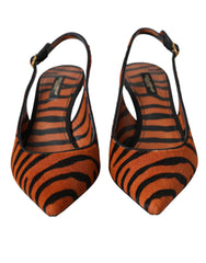 Dolce & Gabbana Black Orange Zebra Leather Slingbacks Shoes -   -  Dolce & Gabbana.