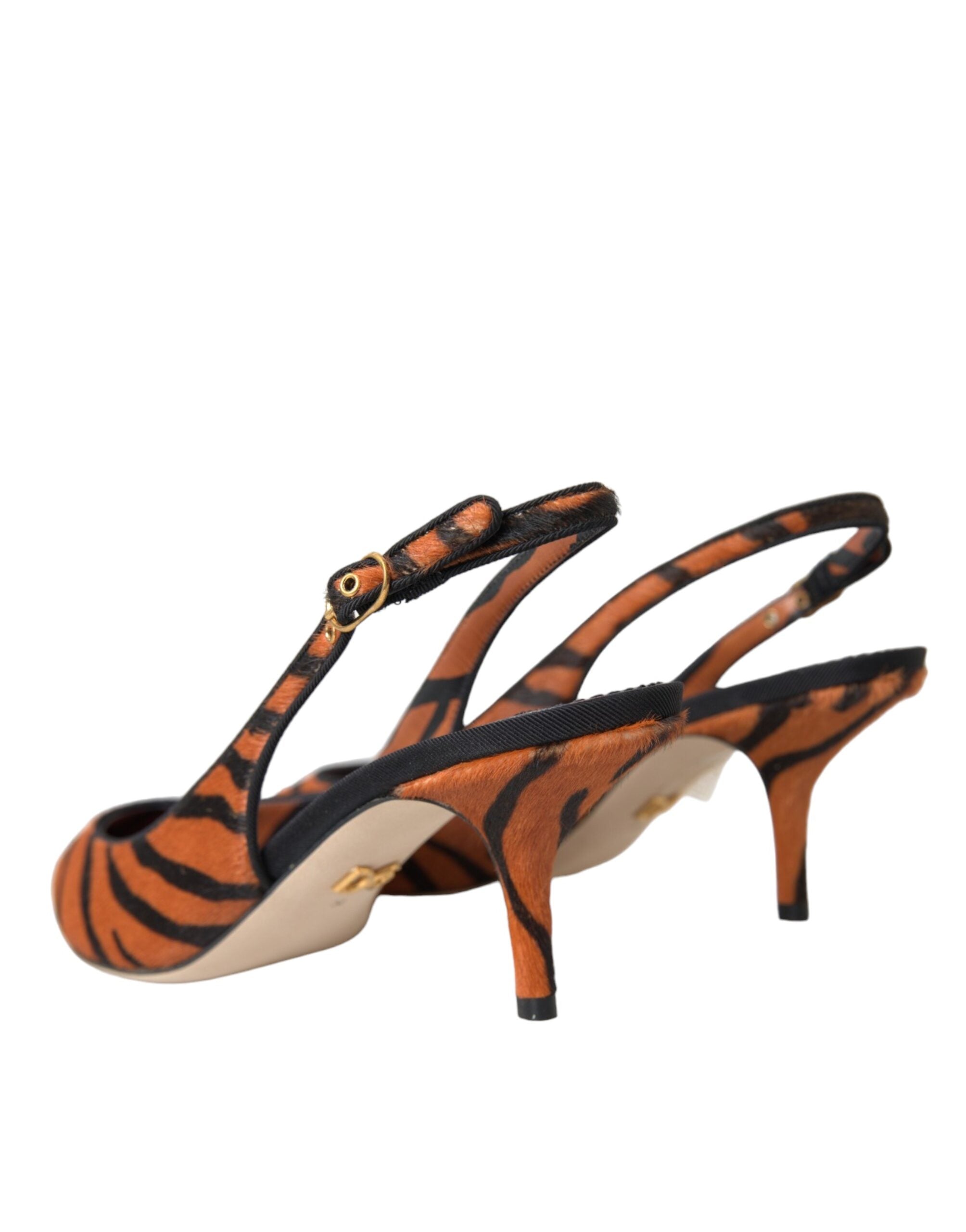 Dolce & Gabbana Black Orange Zebra Leather Slingbacks Shoes -   -  Dolce & Gabbana.