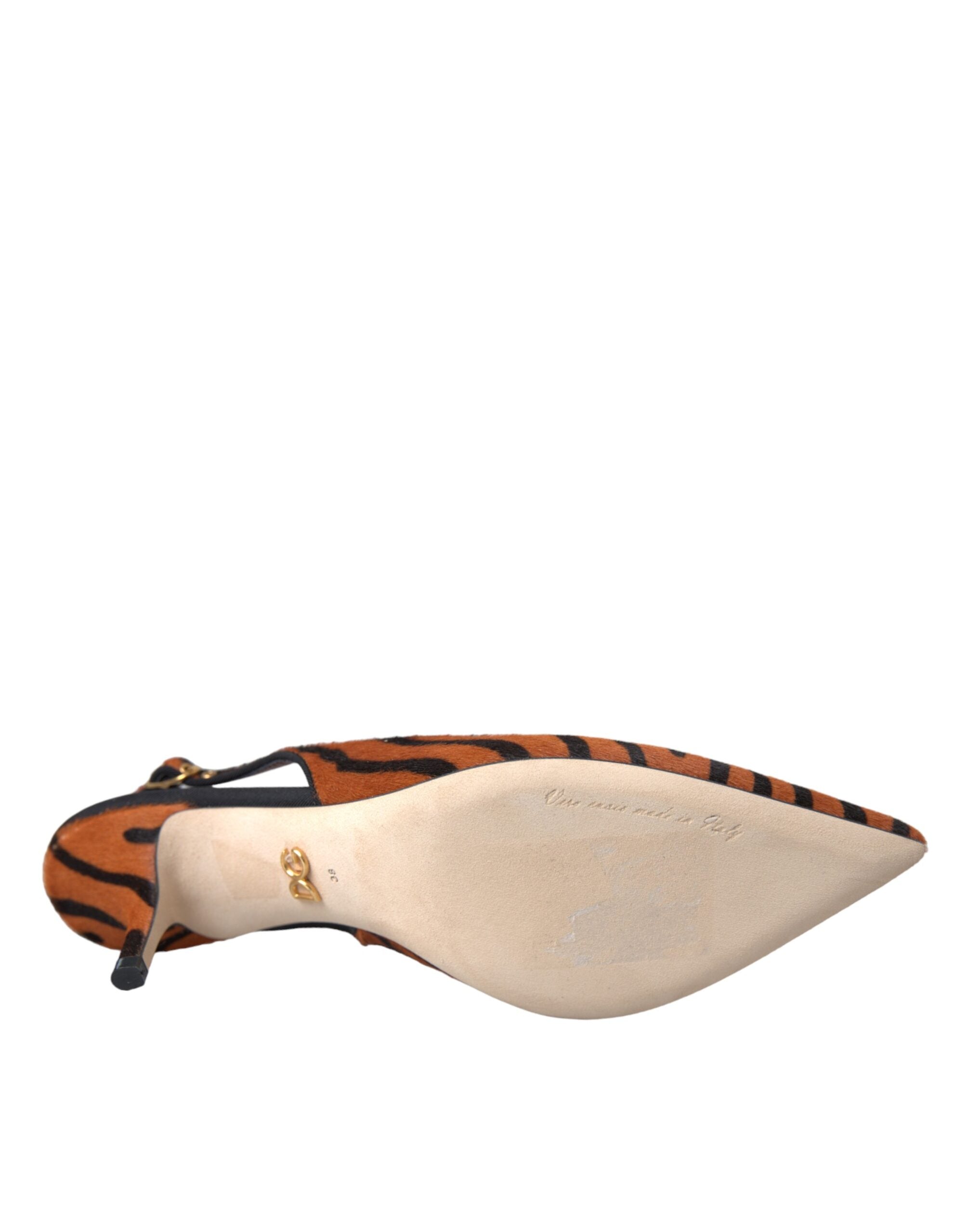 Dolce & Gabbana Black Orange Zebra Leather Slingbacks Shoes -   -  Dolce & Gabbana.