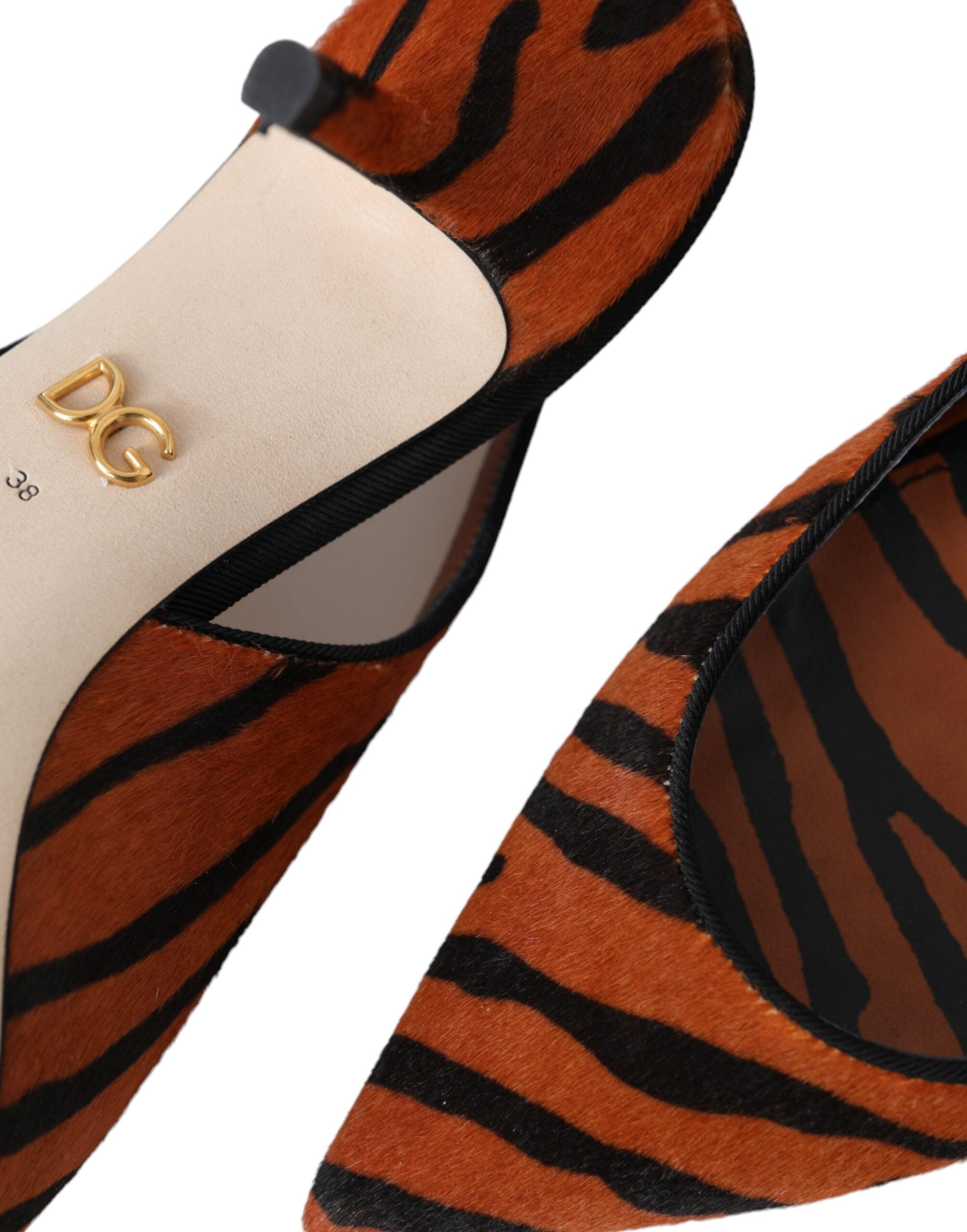 Dolce & Gabbana Black Orange Zebra Leather Slingbacks Shoes -   -  Dolce & Gabbana.