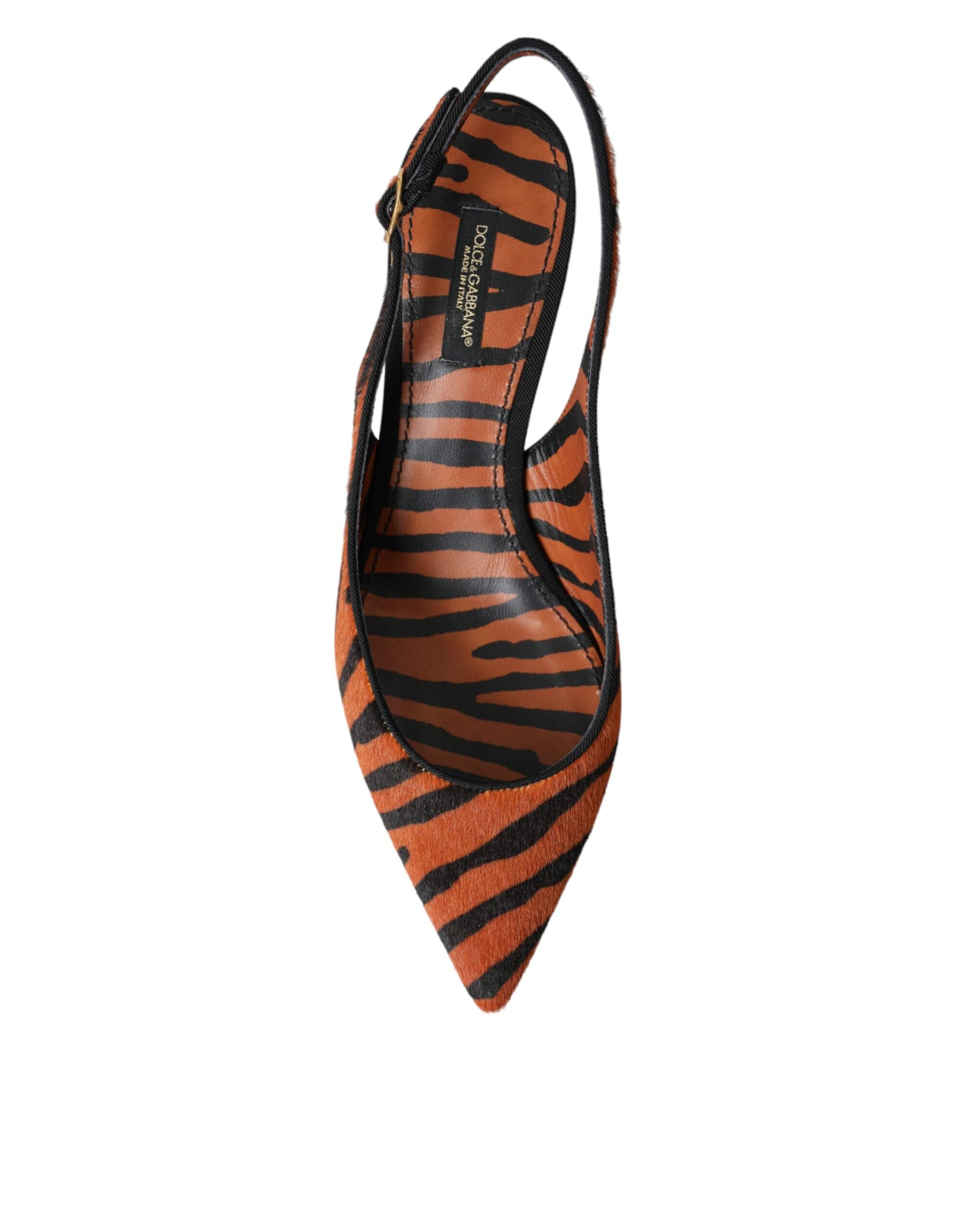 Dolce & Gabbana Black Orange Zebra Leather Slingbacks Shoes -   -  Dolce & Gabbana.