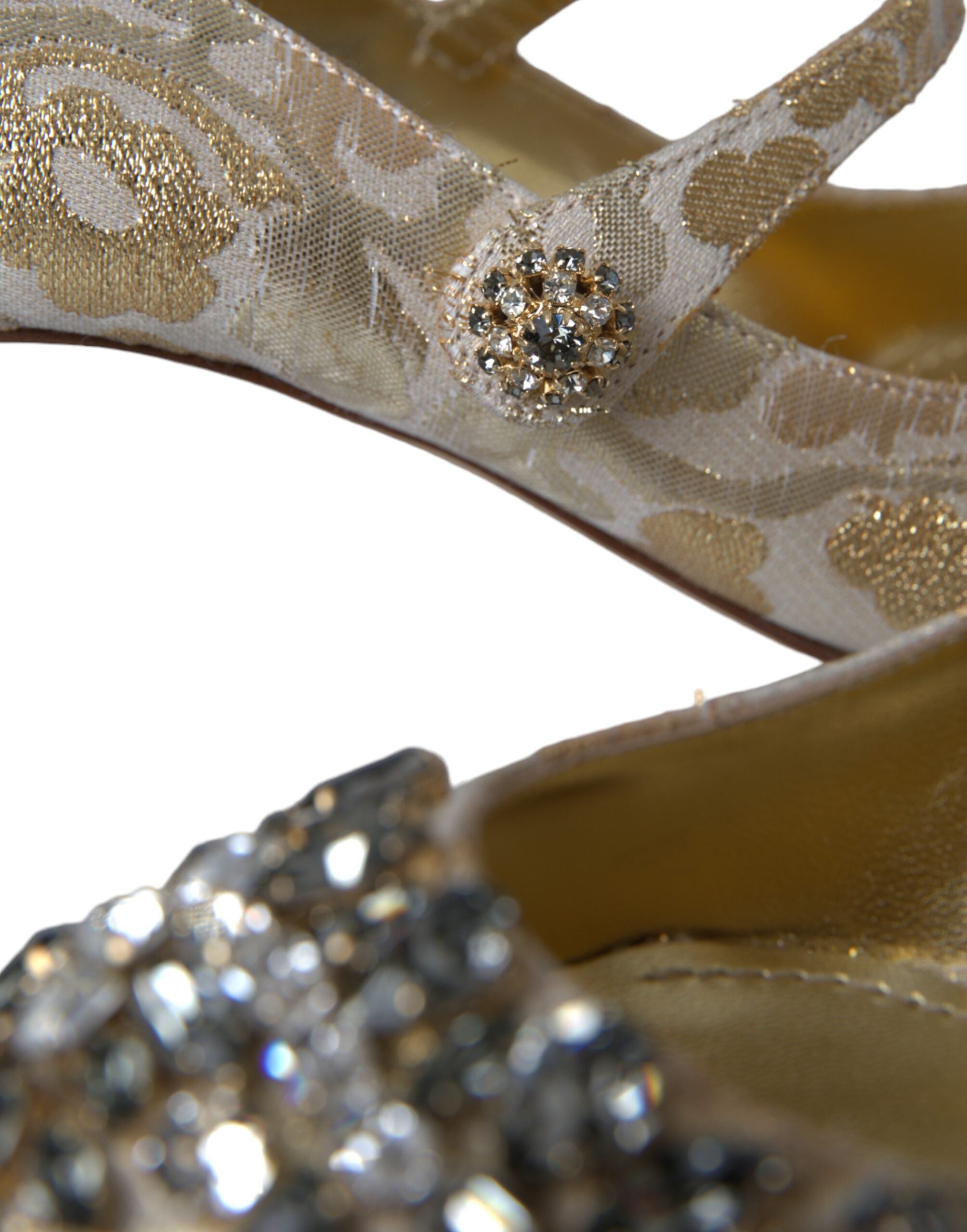 Dolce & Gabbana Gold Jacquard Crystal Mary Janes Pumps Shoes -   -  Dolce & Gabbana.