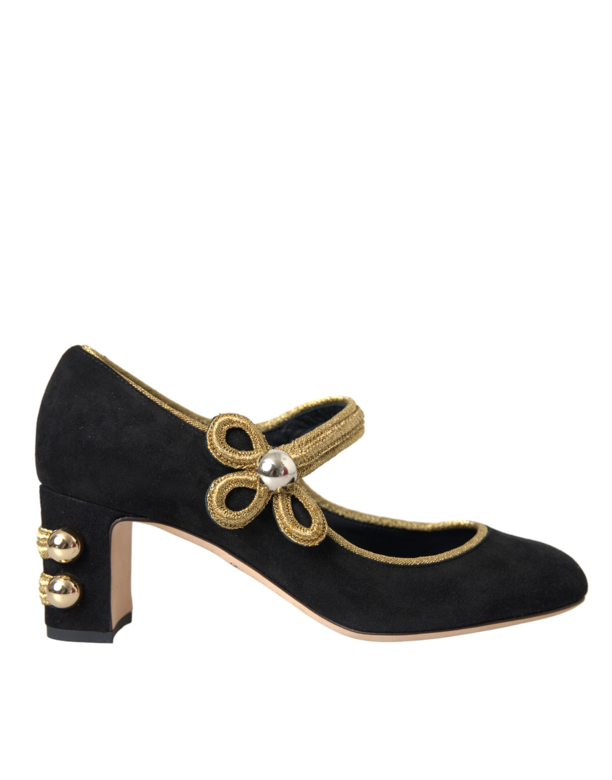 Dolce & Gabbana Black Suede Gold Mary Janes Heels Pumps Shoes -   -  Dolce & Gabbana.
