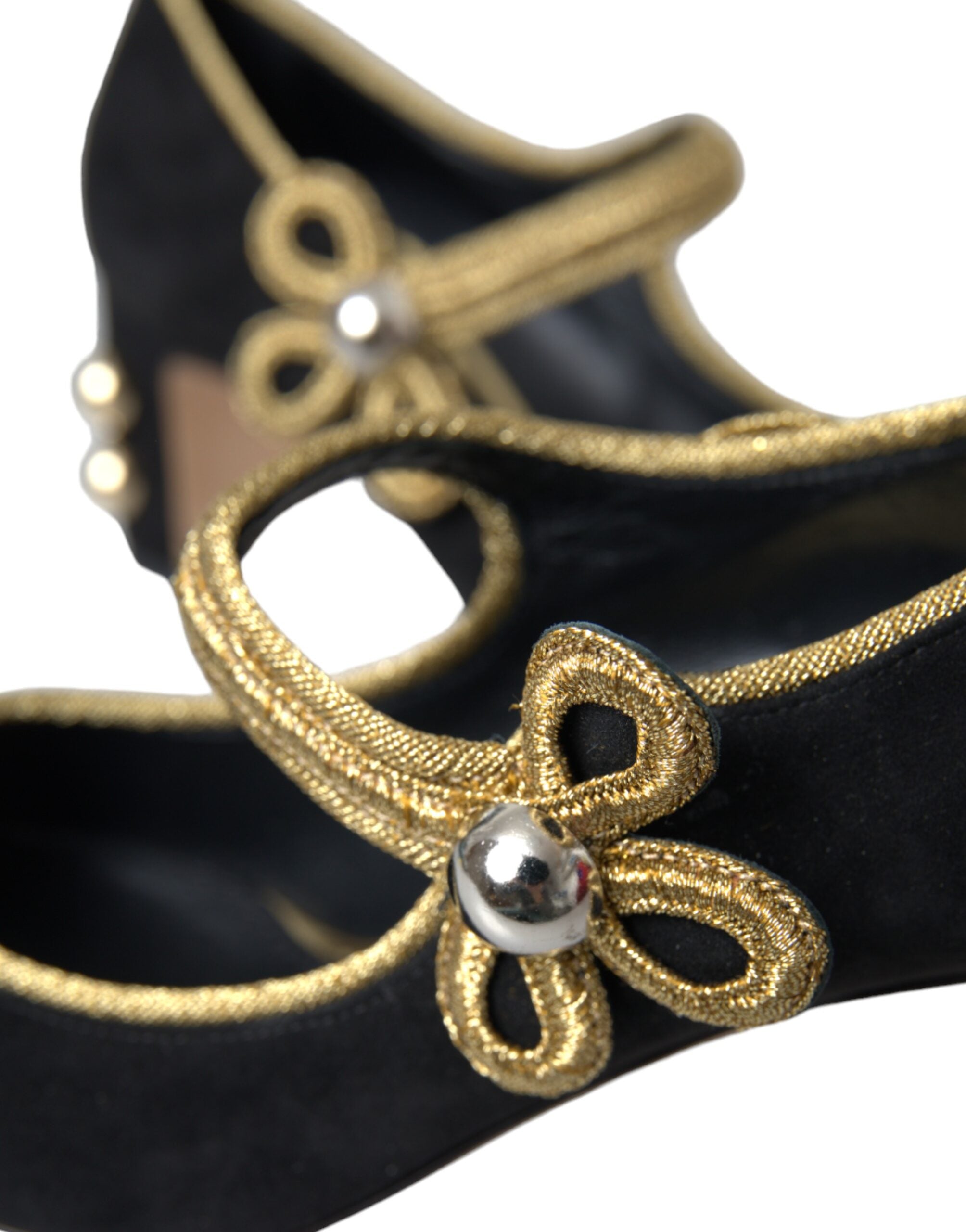 Dolce & Gabbana Black Suede Gold Mary Janes Heels Pumps Shoes -   -  Dolce & Gabbana.