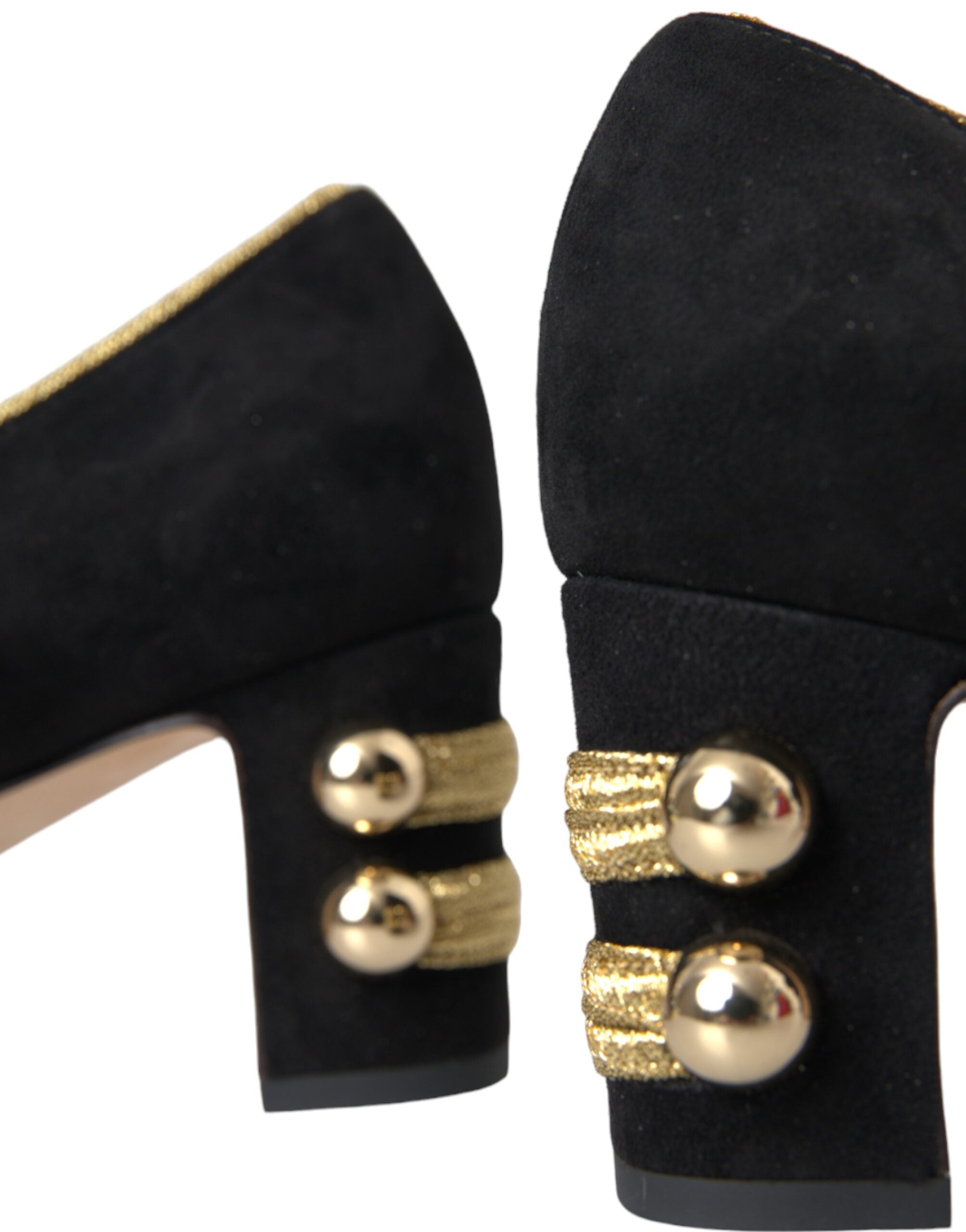 Dolce & Gabbana Black Suede Gold Mary Janes Heels Pumps Shoes -   -  Dolce & Gabbana.