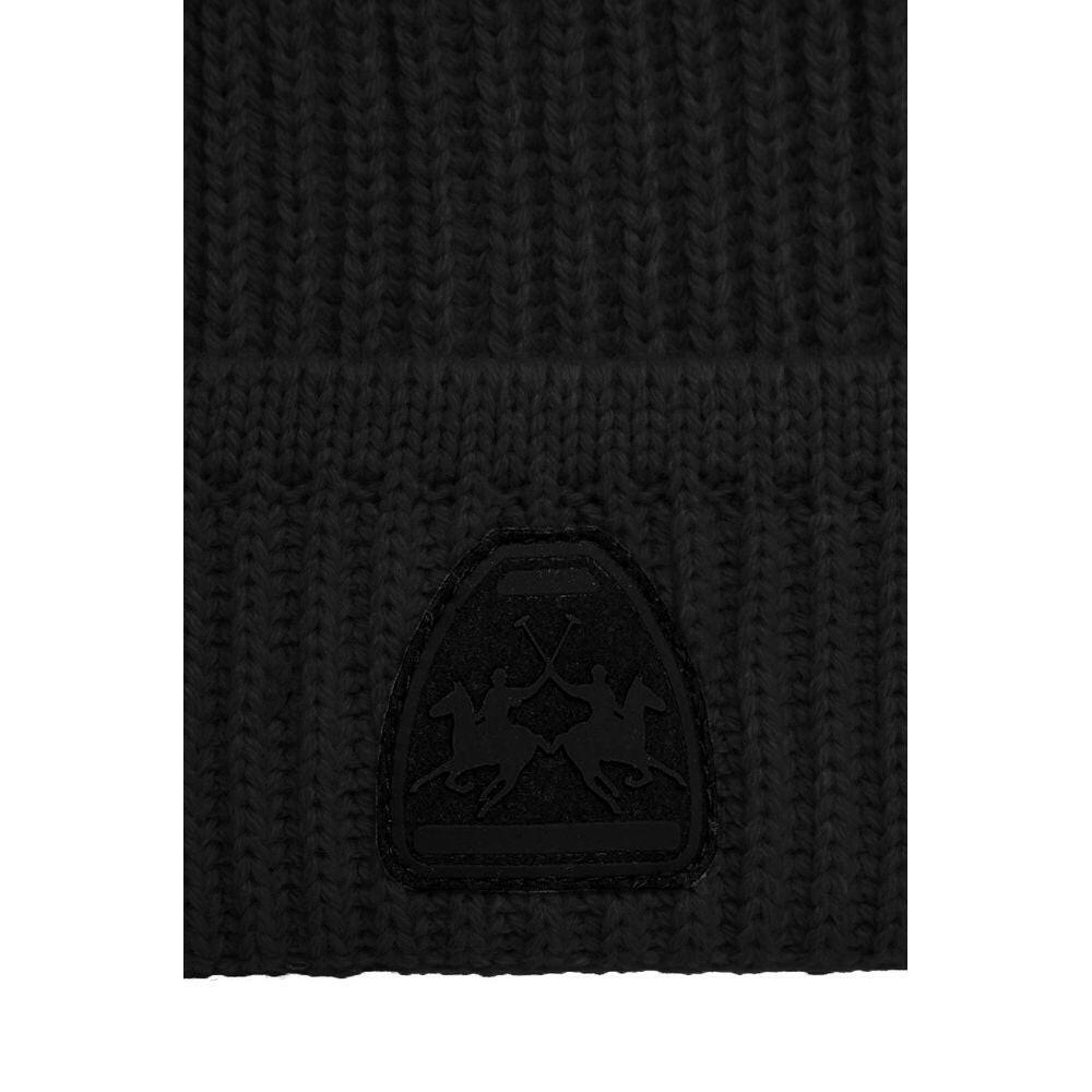 La Martina Black Acrylic Men Beanie -   -  La Martina.