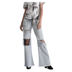 One Teaspoon Blue Cotton Women's Flared Jean -   -  One Teaspoon.