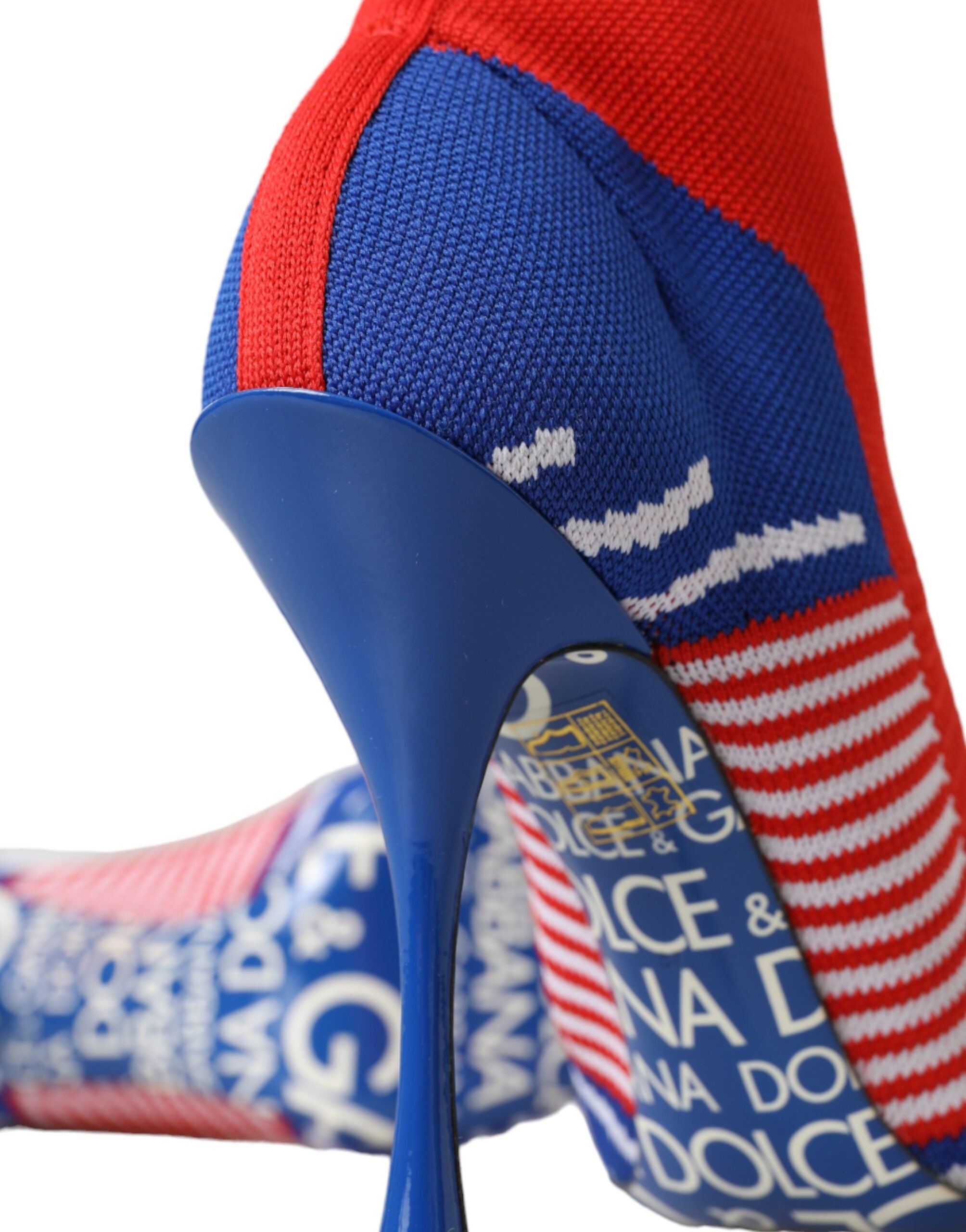 Dolce & Gabbana Red Blue Stretch Sock Style Ankle Boots Logo Shoes -   -  Dolce & Gabbana.