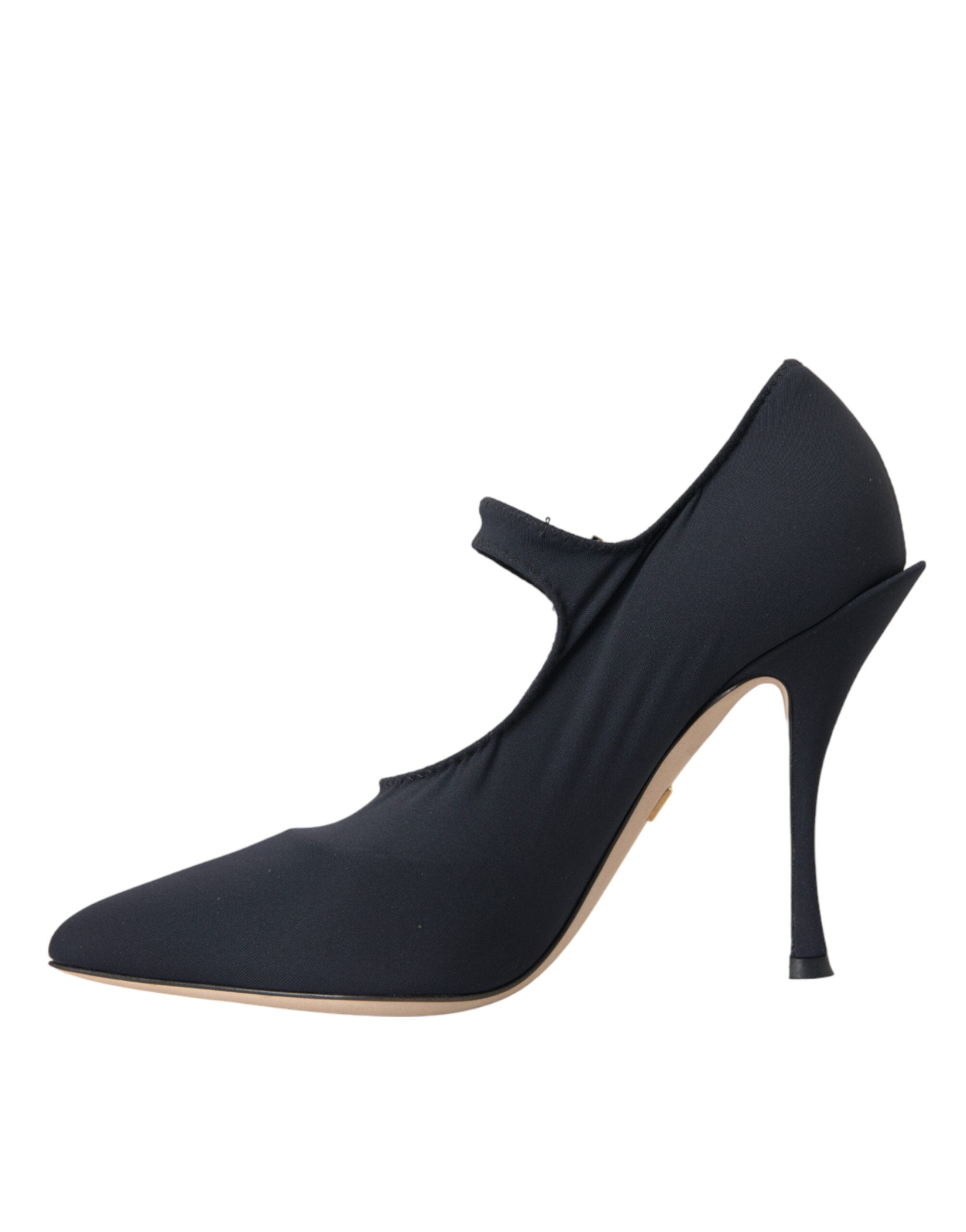 Dolce & Gabbana Black Mary Jane Jersey Crystal Pumps Shoes -   -  Dolce & Gabbana.
