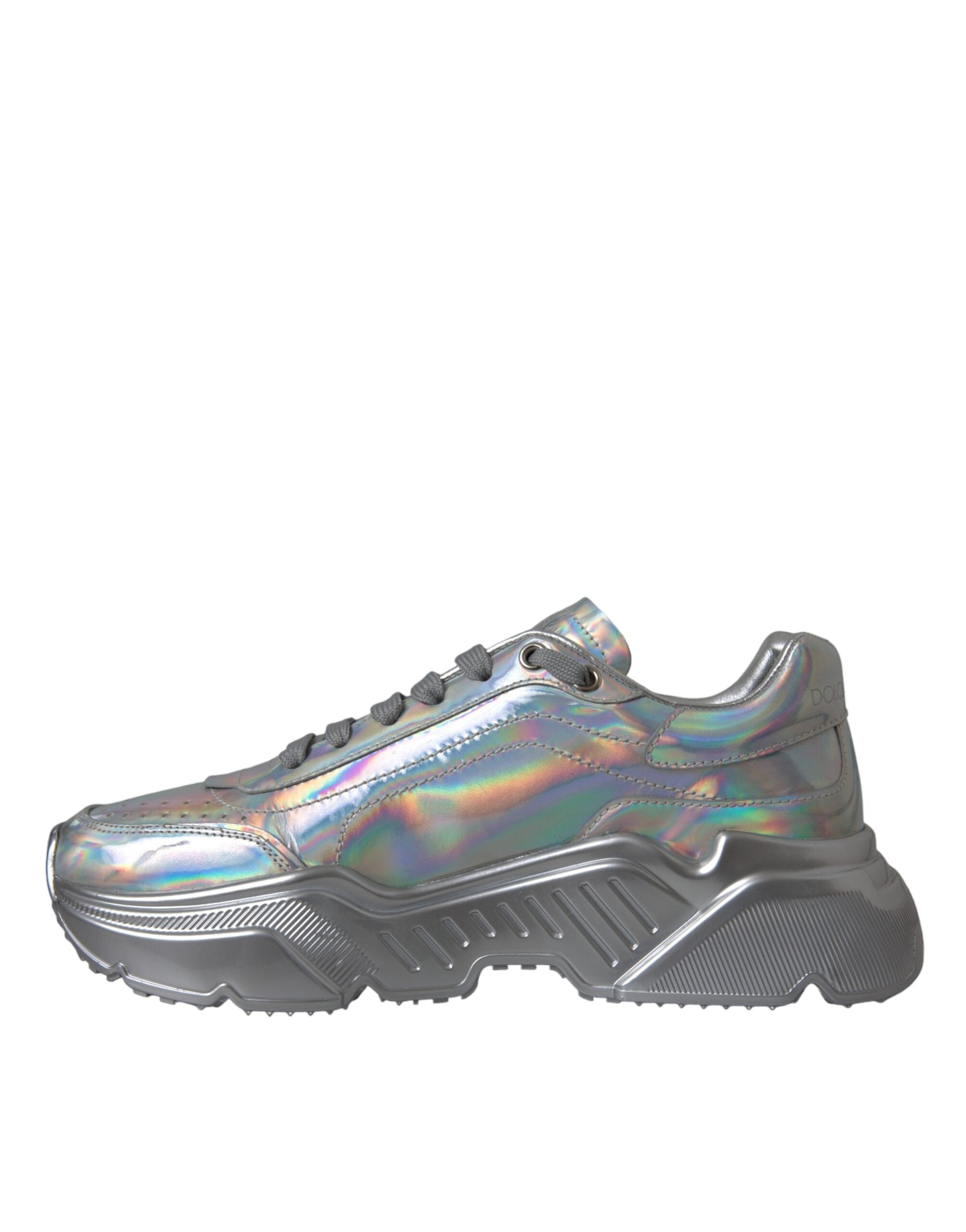 Dolce & Gabbana Silver Iridescent DAYMASTER Leather Sneakers Shoes -   -  Dolce & Gabbana.
