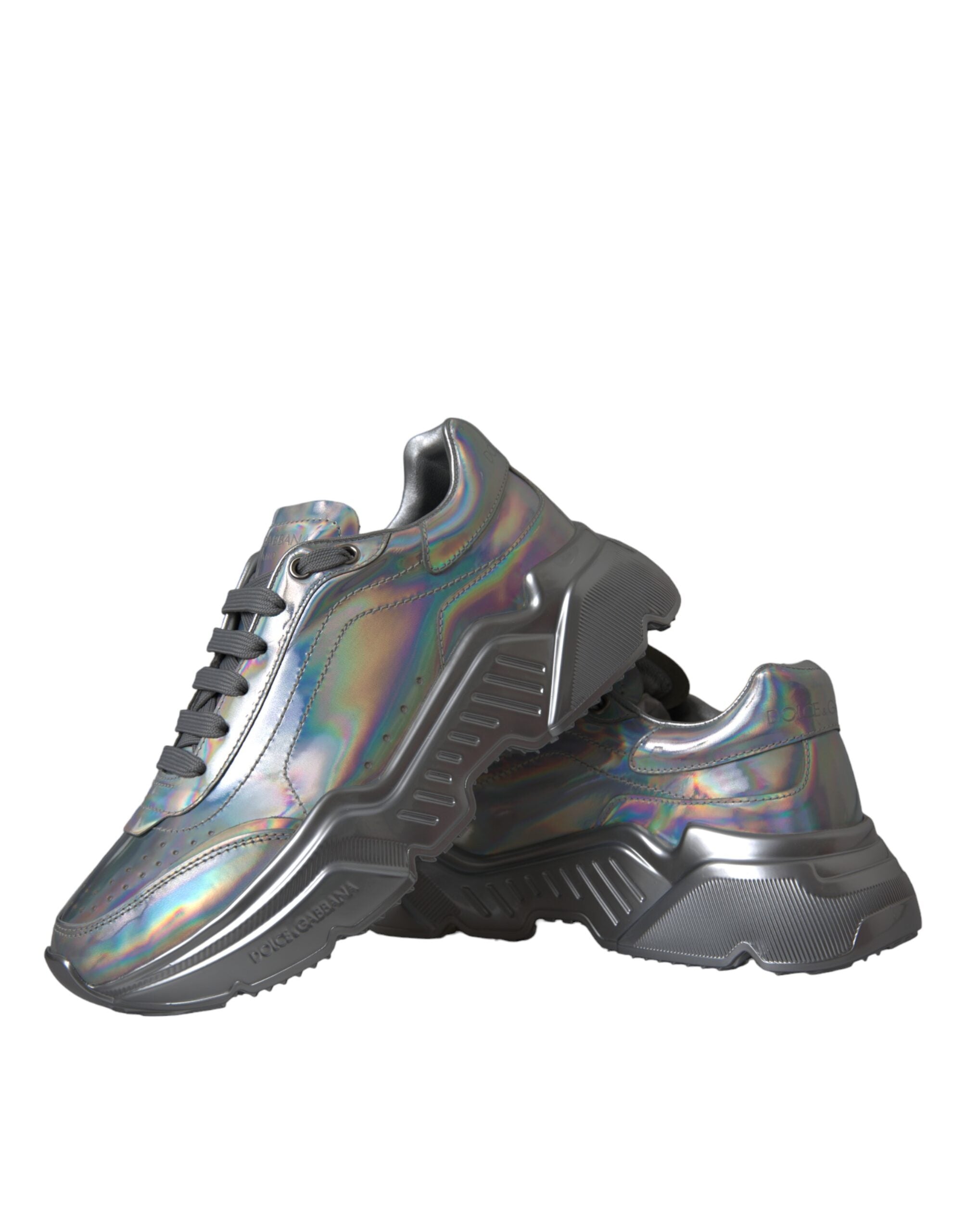 Dolce & Gabbana Silver Iridescent DAYMASTER Leather Sneakers Shoes -   -  Dolce & Gabbana.