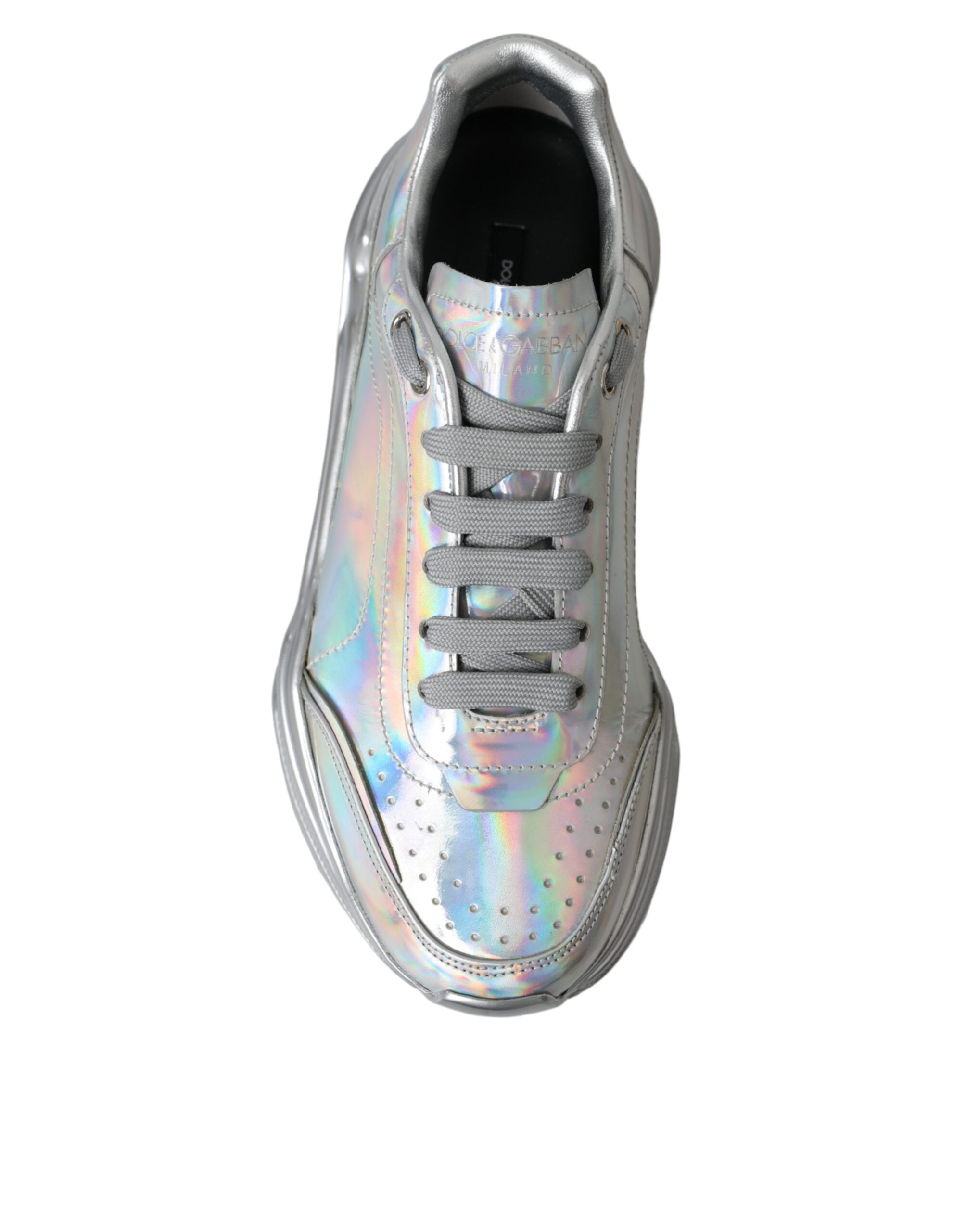 Dolce & Gabbana Silver Iridescent DAYMASTER Leather Sneakers Shoes -   -  Dolce & Gabbana.