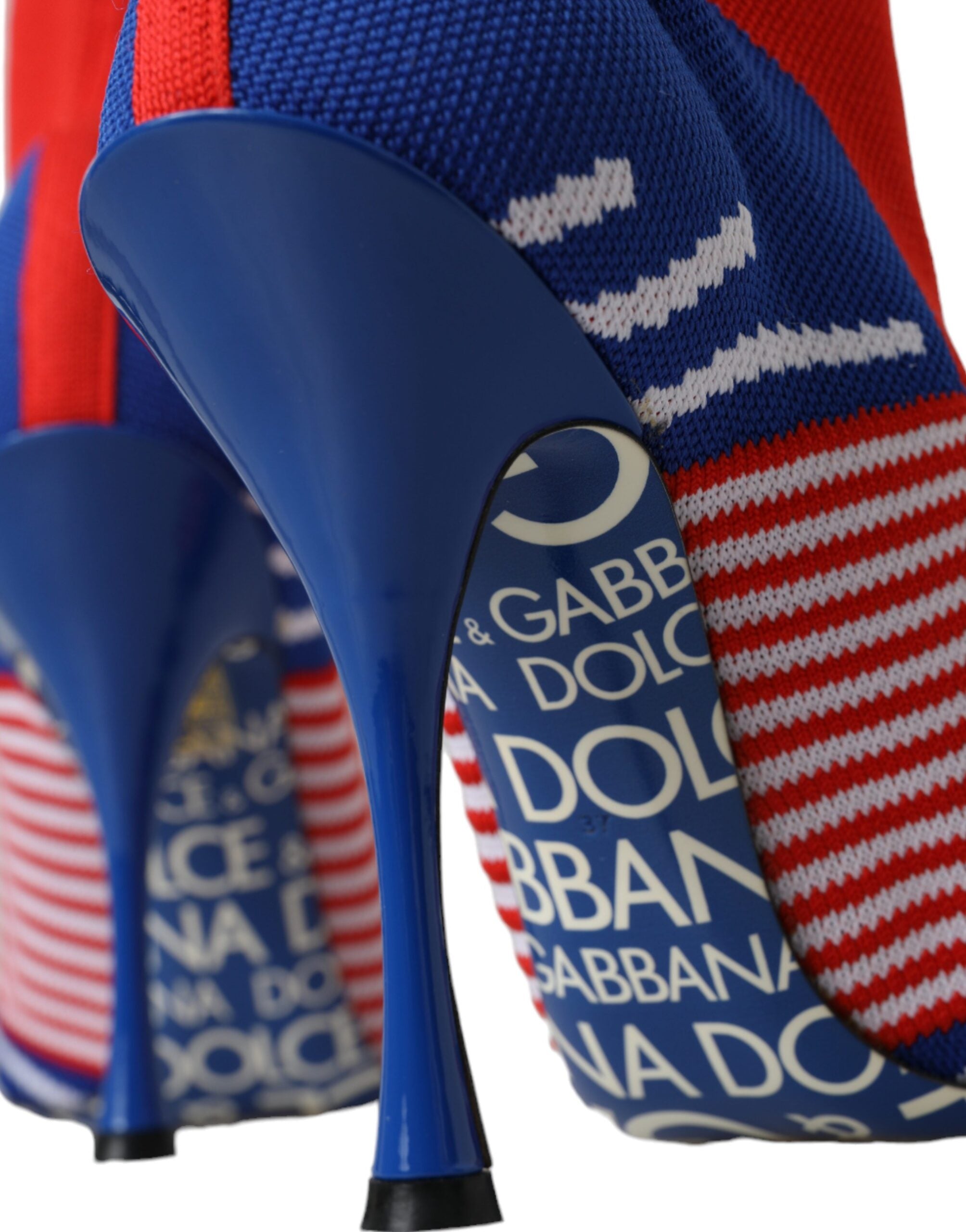 Dolce & Gabbana Red Blue Stretch Sock Style Short Boots Logo Shoes -   -  Dolce & Gabbana.