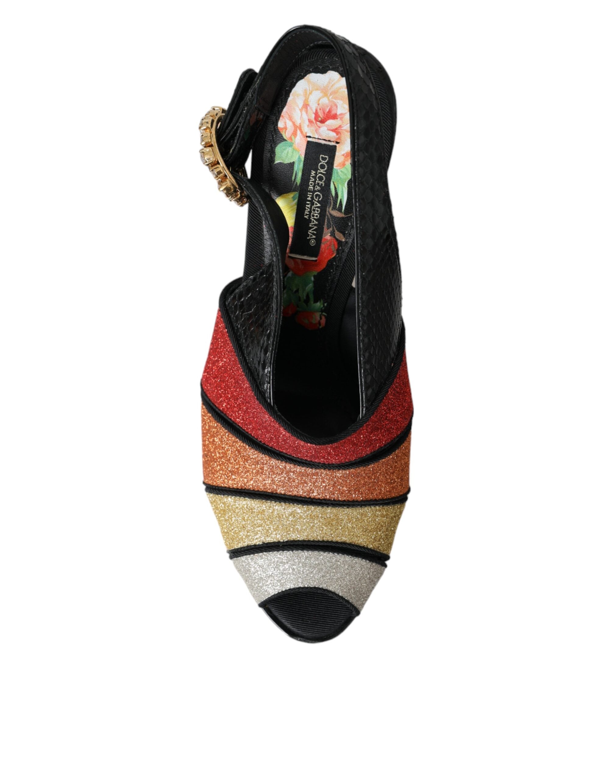 Dolce & Gabbana Multicolor Floral Crystal Platform Sandals Shoes -   -  Dolce & Gabbana.
