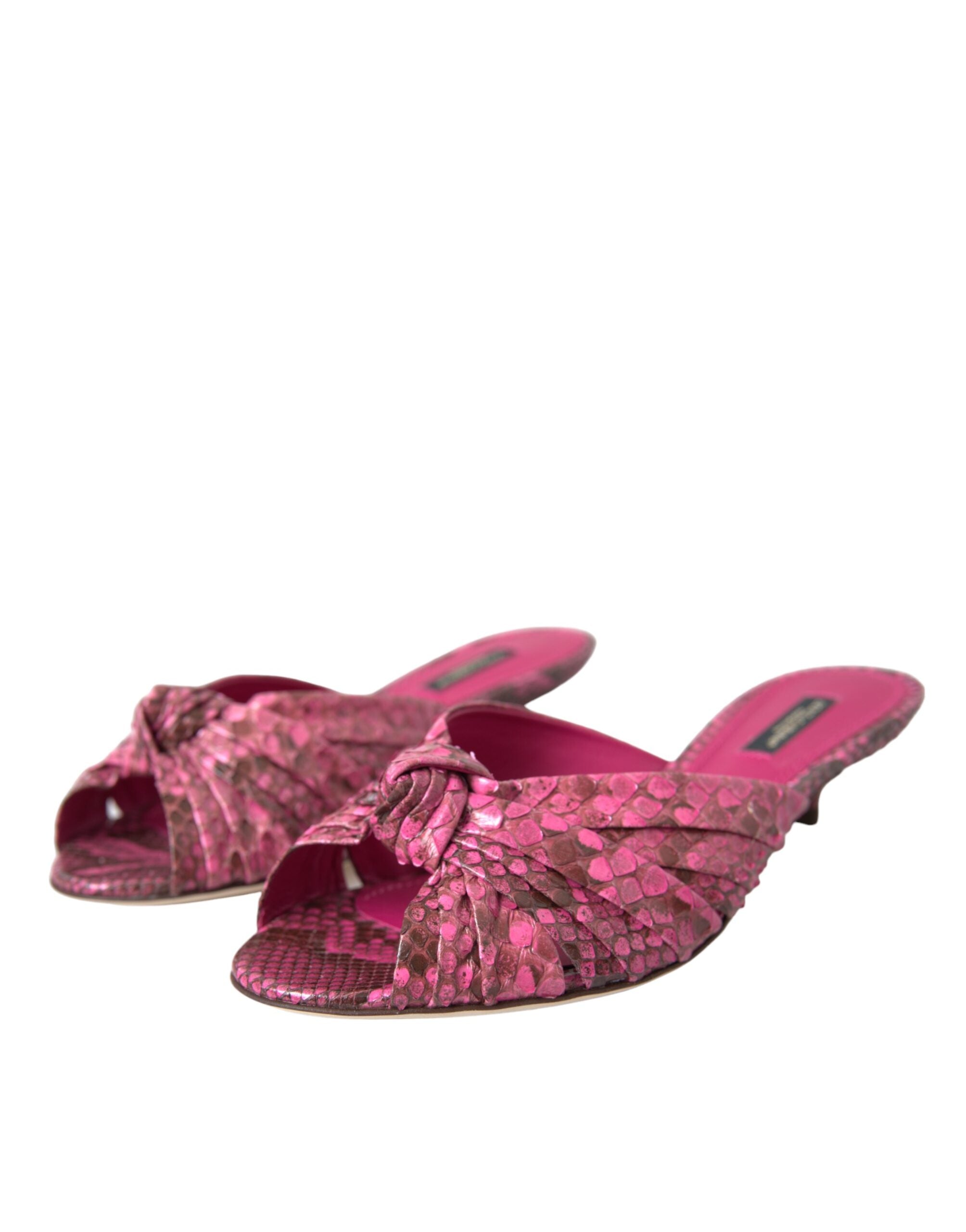 Dolce & Gabbana Pink Exotic Leather Kitten Heels Slides Shoes -   -  Dolce & Gabbana.