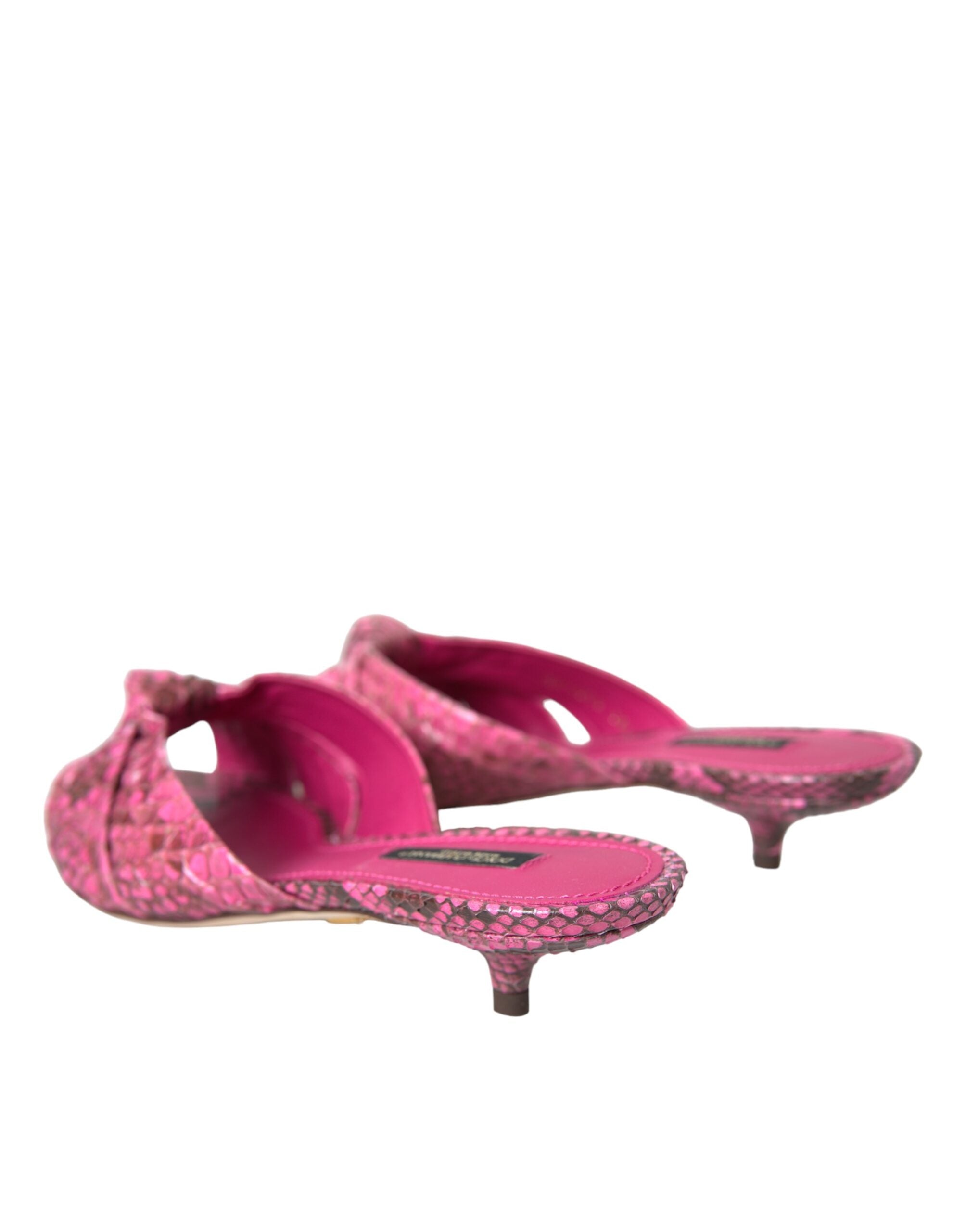 Dolce & Gabbana Pink Exotic Leather Kitten Heels Slides Shoes -   -  Dolce & Gabbana.