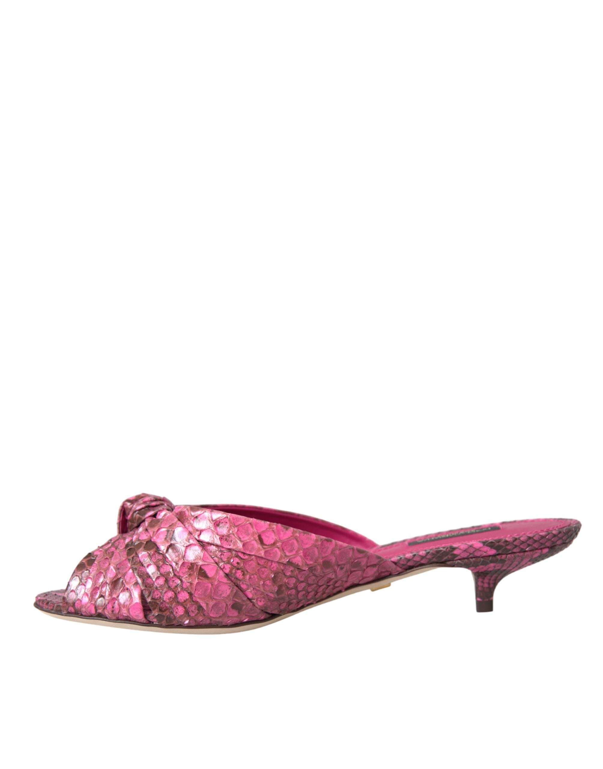Dolce & Gabbana Pink Exotic Leather Kitten Heels Slides Shoes -   -  Dolce & Gabbana.