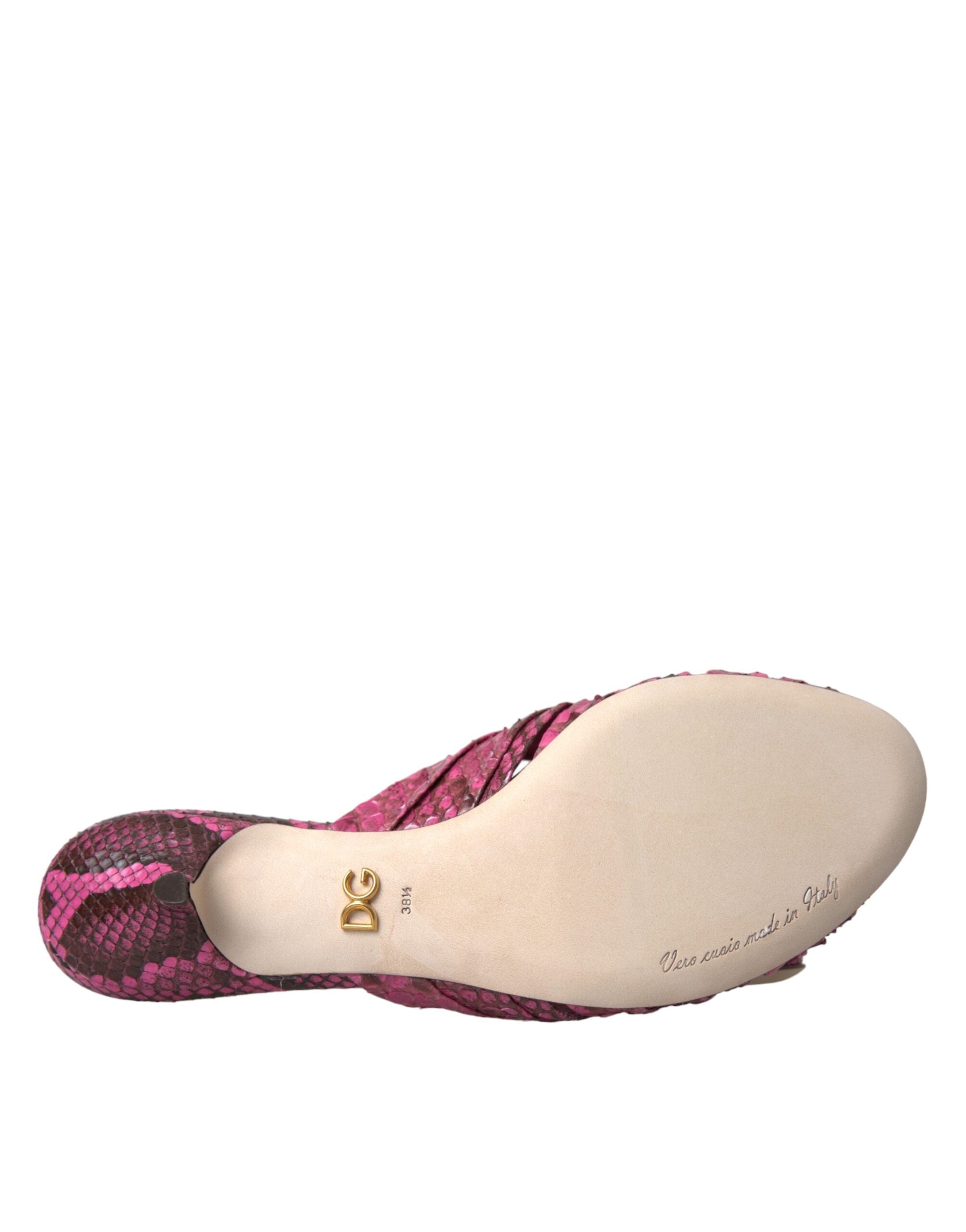 Dolce & Gabbana Pink Exotic Leather Kitten Heels Slides Shoes -   -  Dolce & Gabbana.