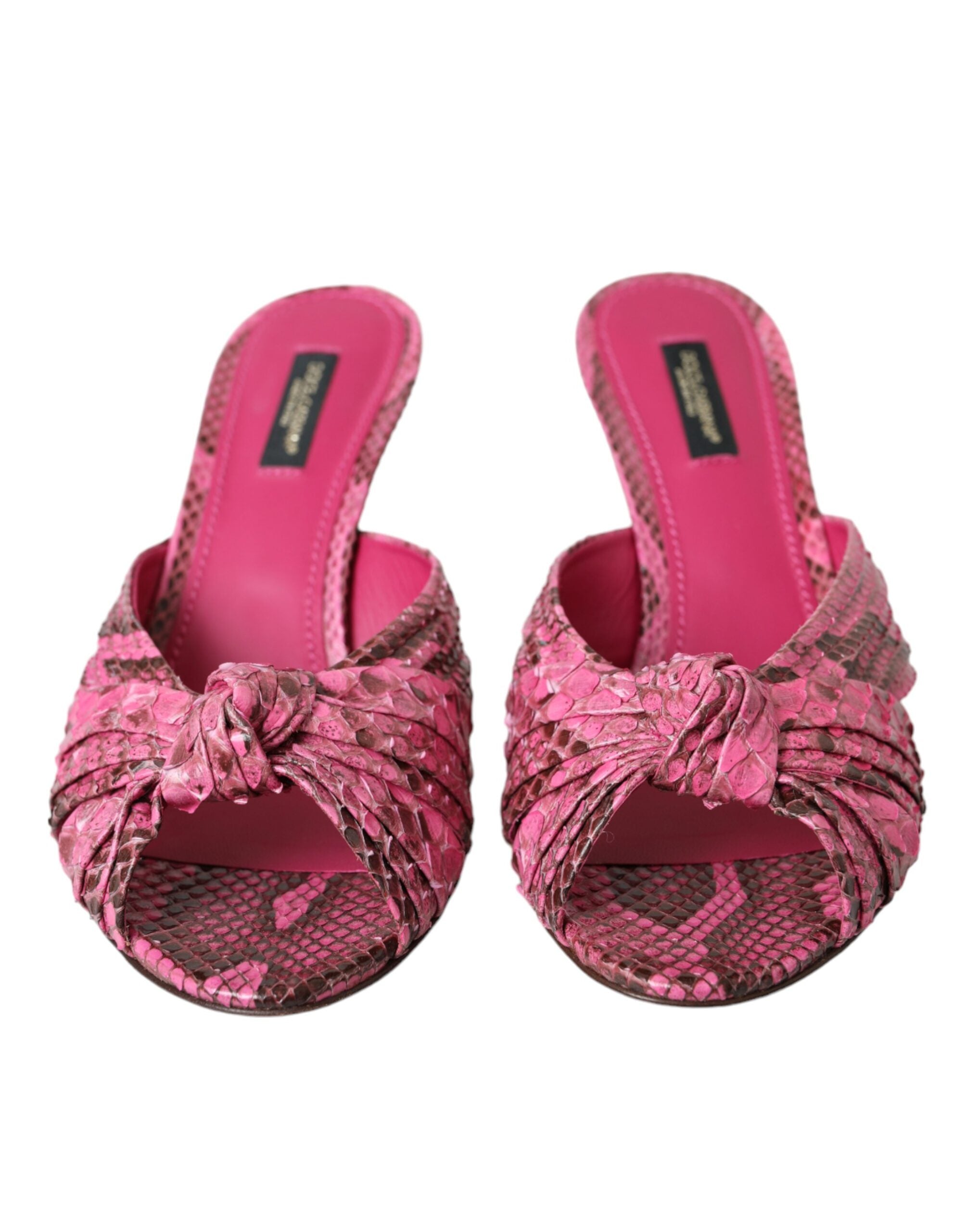 Dolce & Gabbana Pink Exotic Leather Kitten Heels Slides Shoes -   -  Dolce & Gabbana.