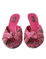 Dolce & Gabbana Pink Exotic Leather Kitten Heels Slides Shoes -   -  Dolce & Gabbana.