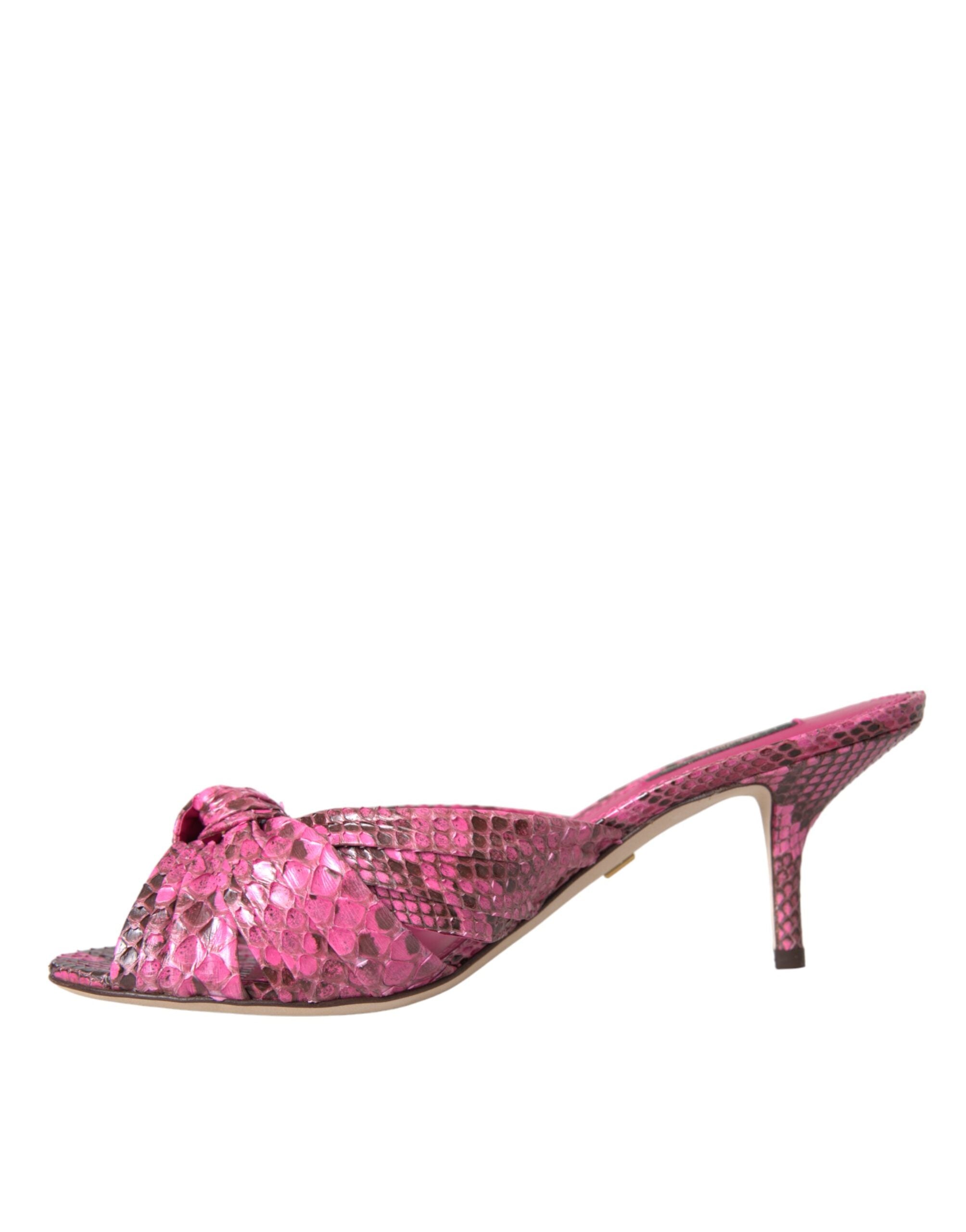 Dolce & Gabbana Pink Exotic Leather Kitten Heels Slides Shoes -   -  Dolce & Gabbana.
