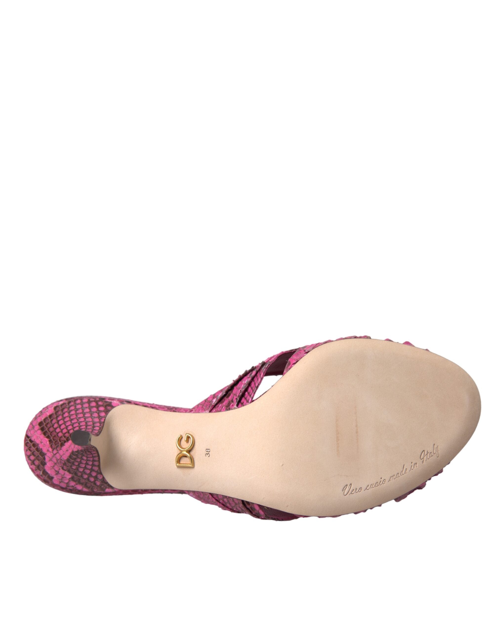 Dolce & Gabbana Pink Exotic Leather Kitten Heels Slides Shoes -   -  Dolce & Gabbana.