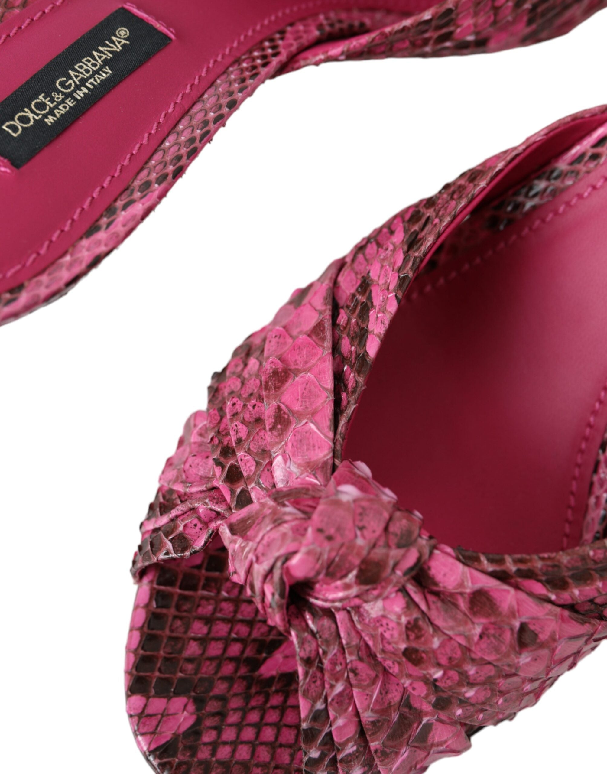 Dolce & Gabbana Pink Exotic Leather Kitten Heels Slides Shoes -   -  Dolce & Gabbana.
