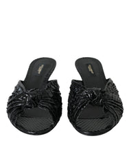 Dolce & Gabbana Black Exotic Leather Heels Slides Shoes -   -  Dolce & Gabbana.