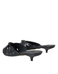 Dolce & Gabbana Black Exotic Leather Heels Slides Shoes -   -  Dolce & Gabbana.