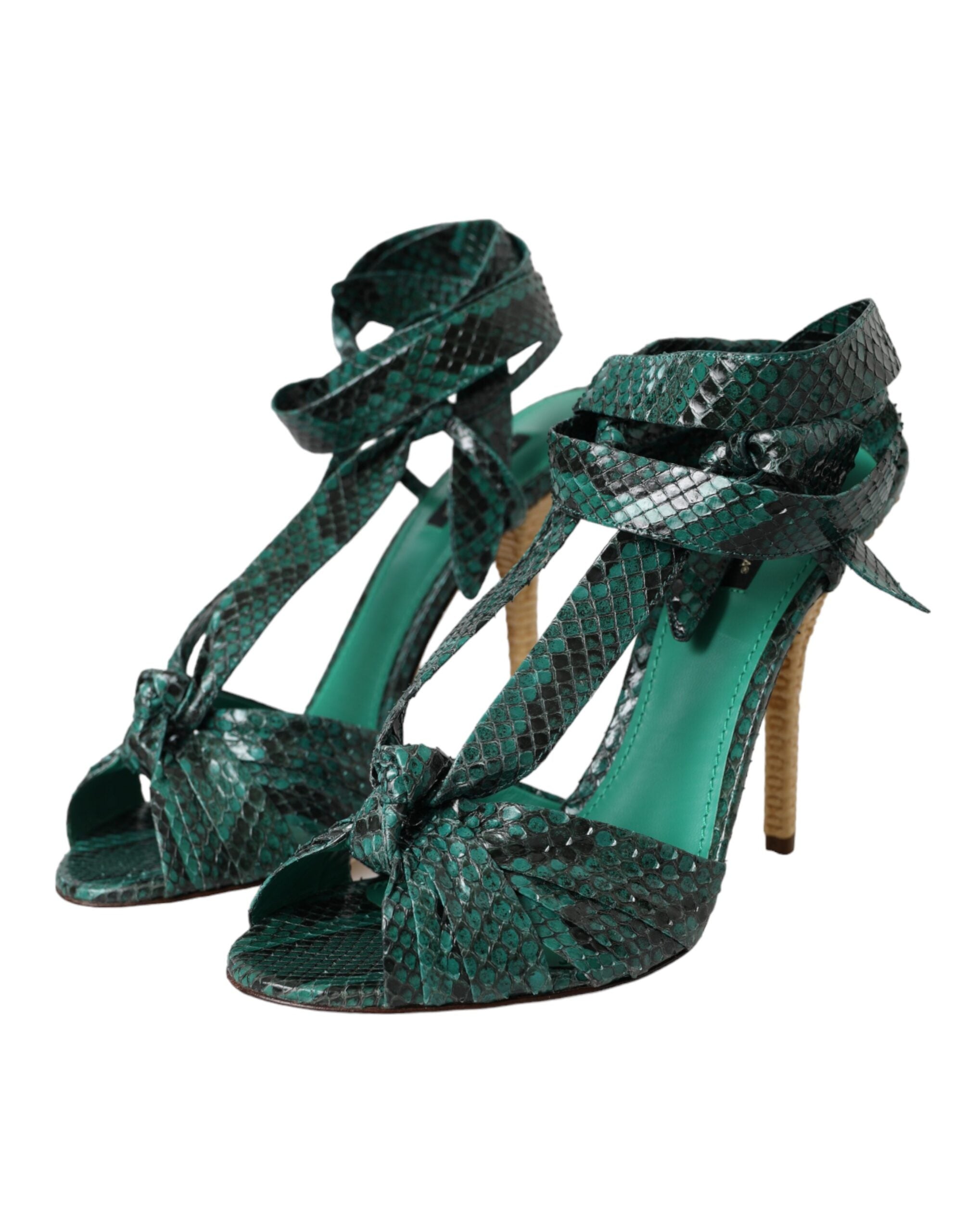 Dolce & Gabbana Green Exotic Leather Heels Sandals Shoes -   -  Dolce & Gabbana.