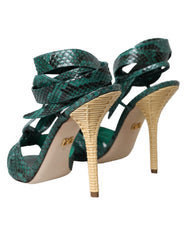 Dolce & Gabbana Green Exotic Leather Heels Sandals Shoes -   -  Dolce & Gabbana.