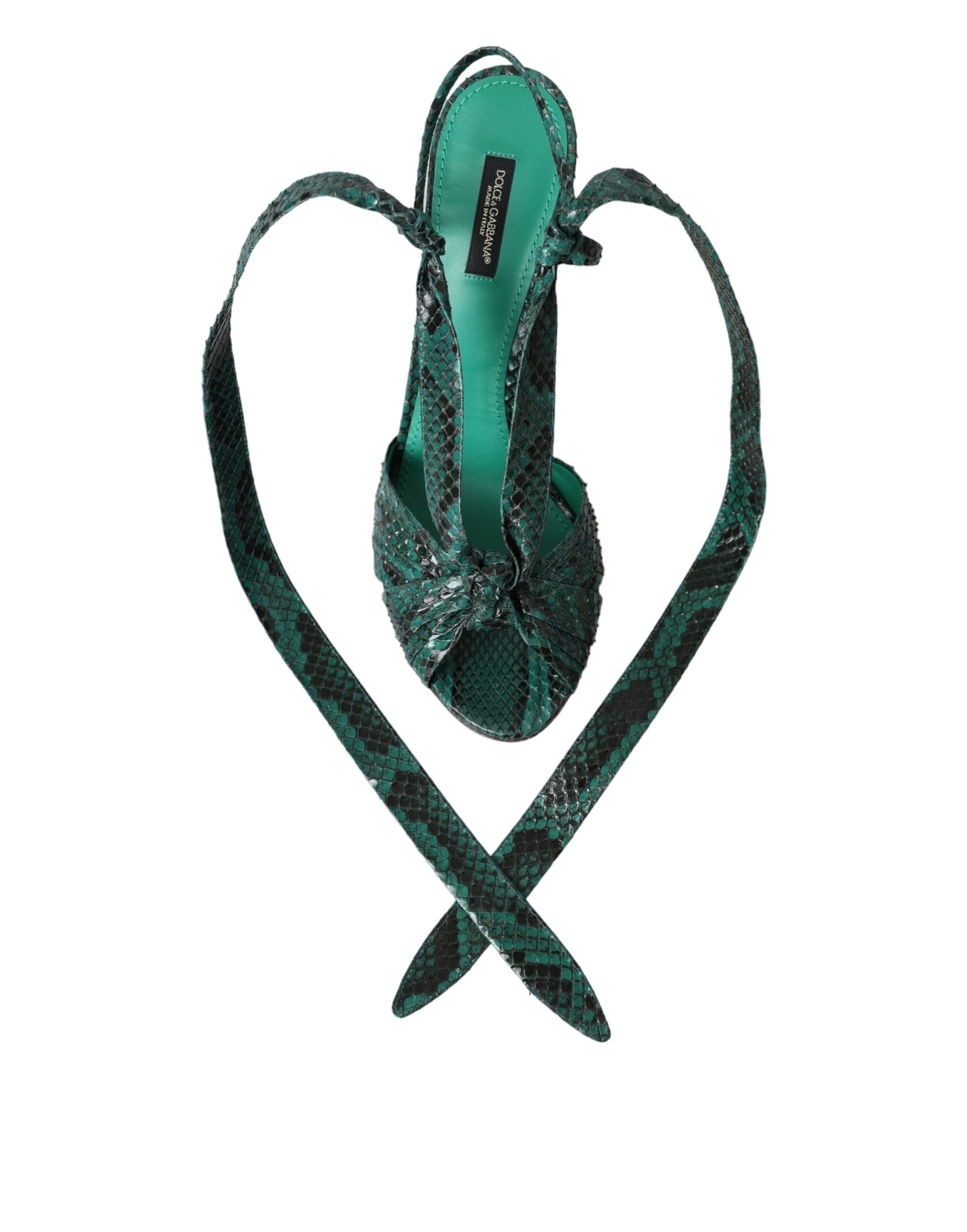 Dolce & Gabbana Green Exotic Leather Heels Sandals Shoes -   -  Dolce & Gabbana.