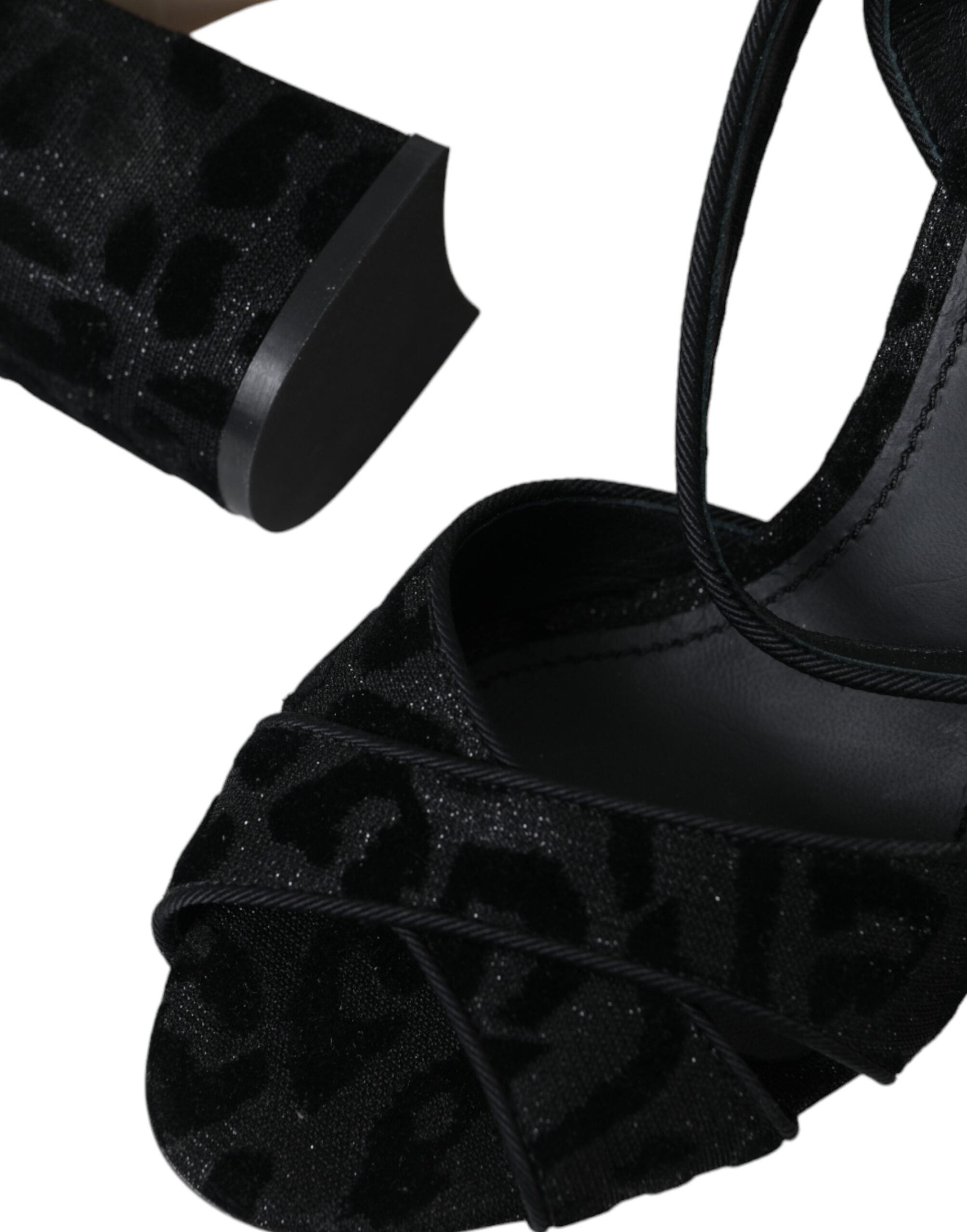 Dolce & Gabbana Black Leopard Suede Heels Sandals Shoes -   -  Dolce & Gabbana.