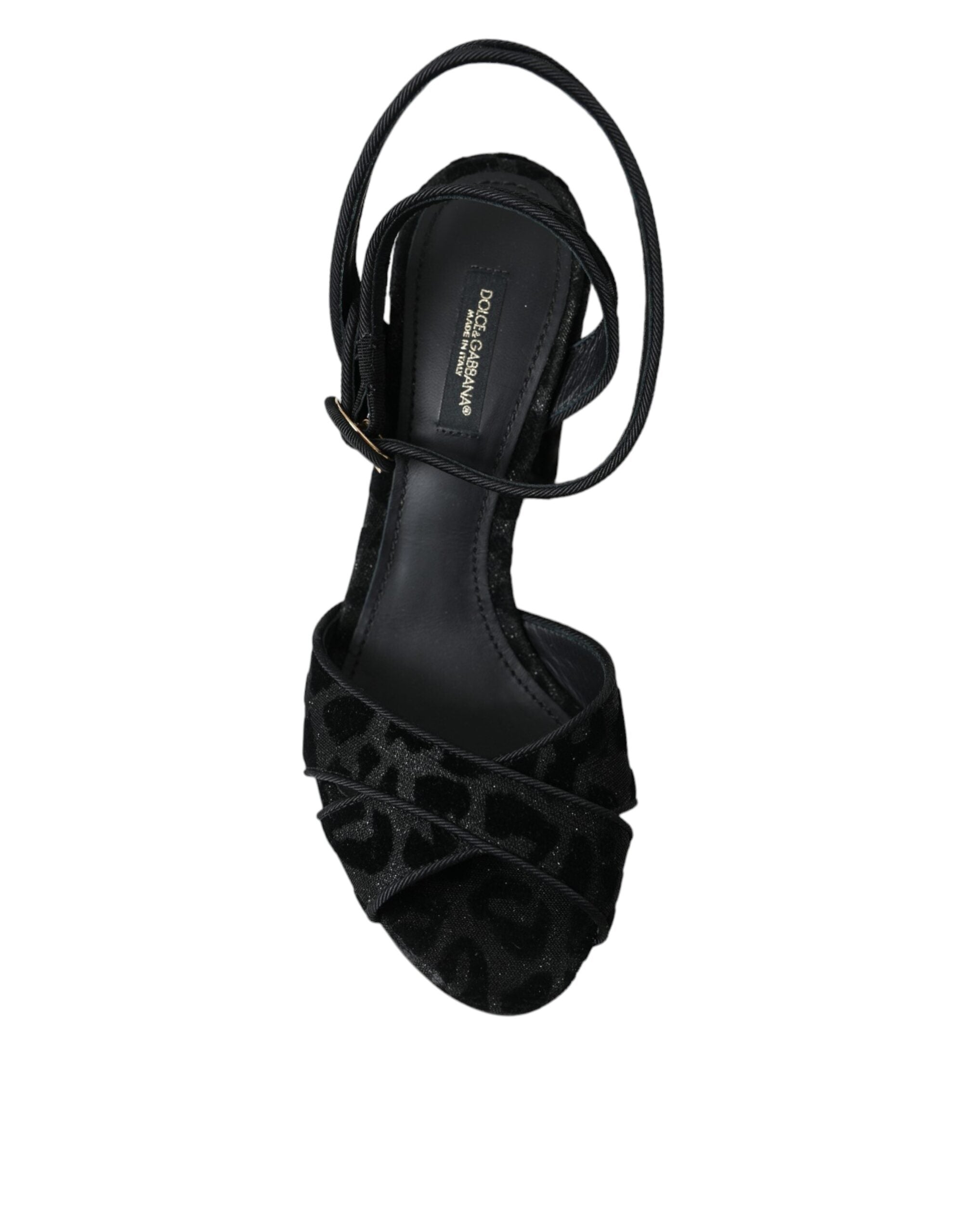 Dolce & Gabbana Black Leopard Suede Heels Sandals Shoes -   -  Dolce & Gabbana.