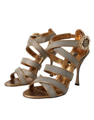 Dolce & Gabbana Bronze Crystal Strap Heels Sandals Shoes -   -  Dolce & Gabbana.