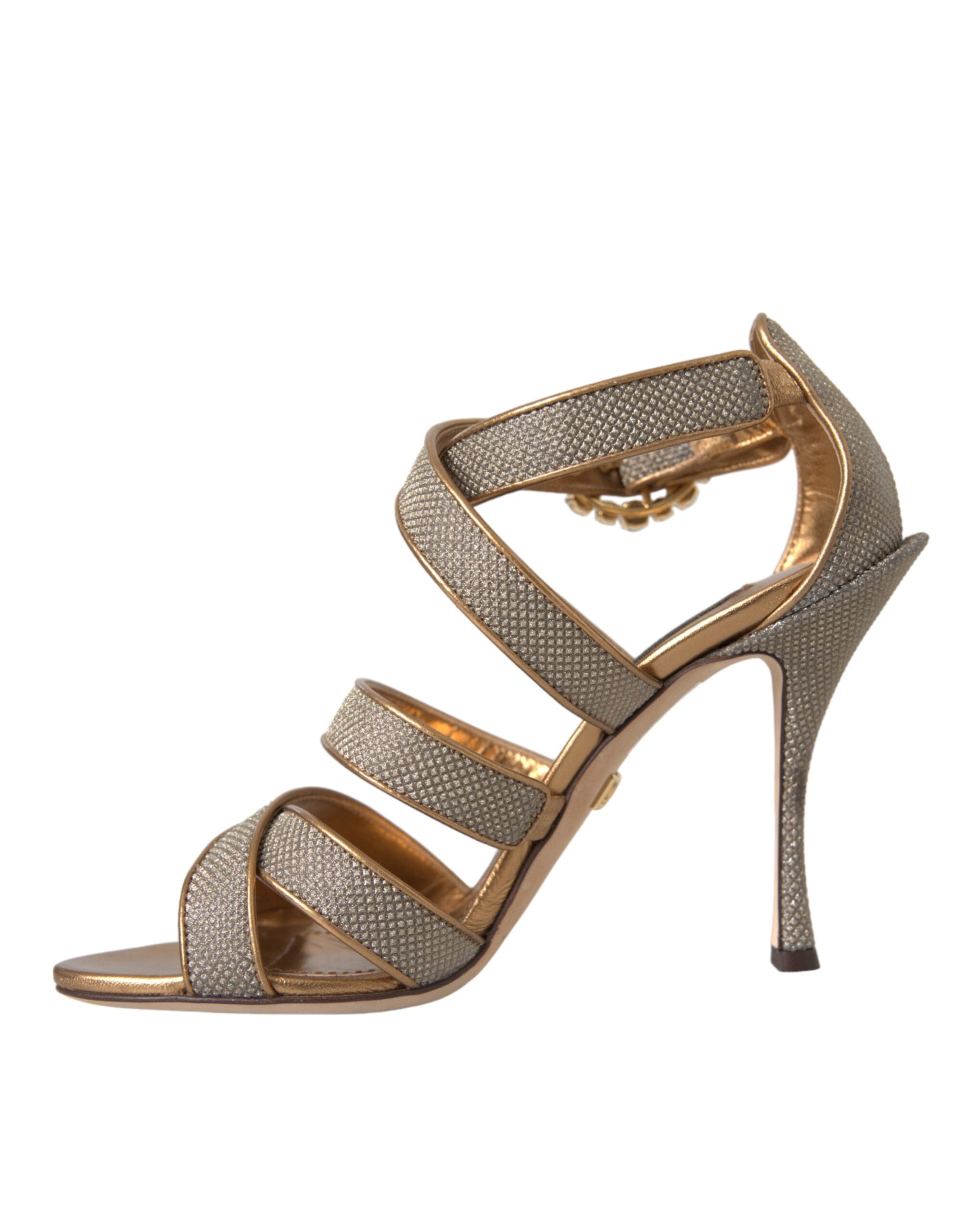 Dolce & Gabbana Bronze Crystal Strap Heels Sandals Shoes -   -  Dolce & Gabbana.