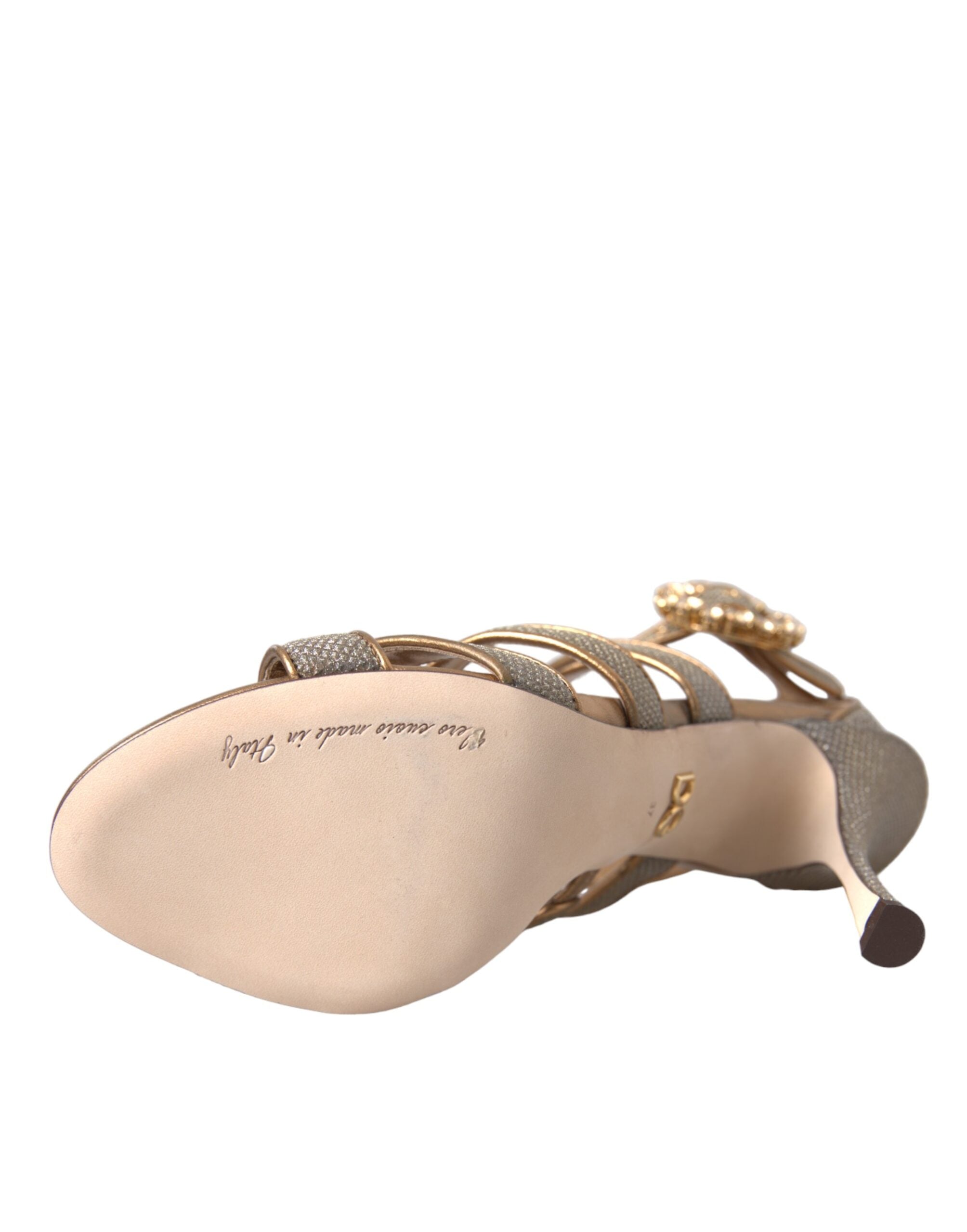 Dolce & Gabbana Bronze Crystal Strap Heels Sandals Shoes -   -  Dolce & Gabbana.