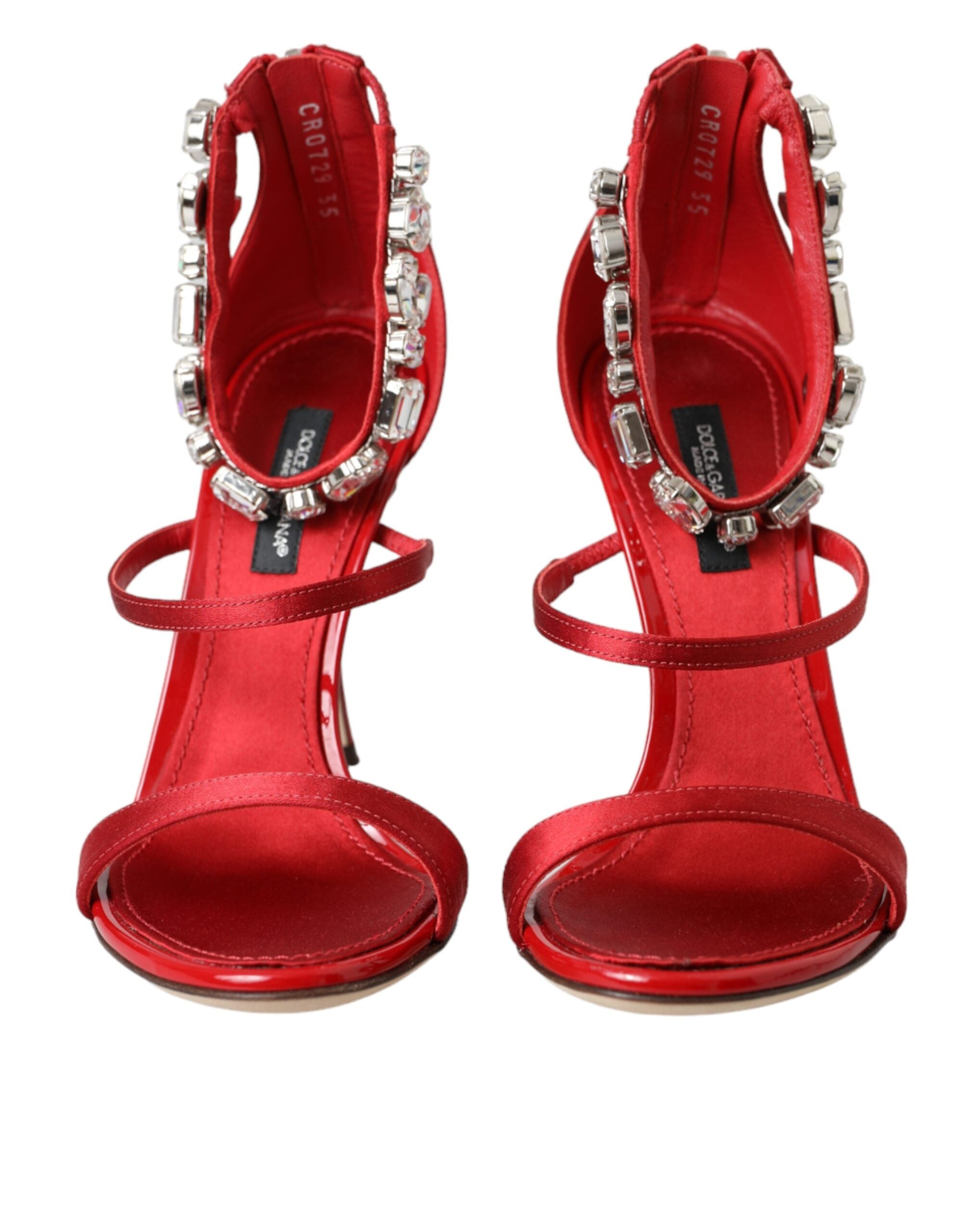 Dolce & Gabbana Red Keira Satin Crystals Sandals Heels Shoes -   -  Dolce & Gabbana.