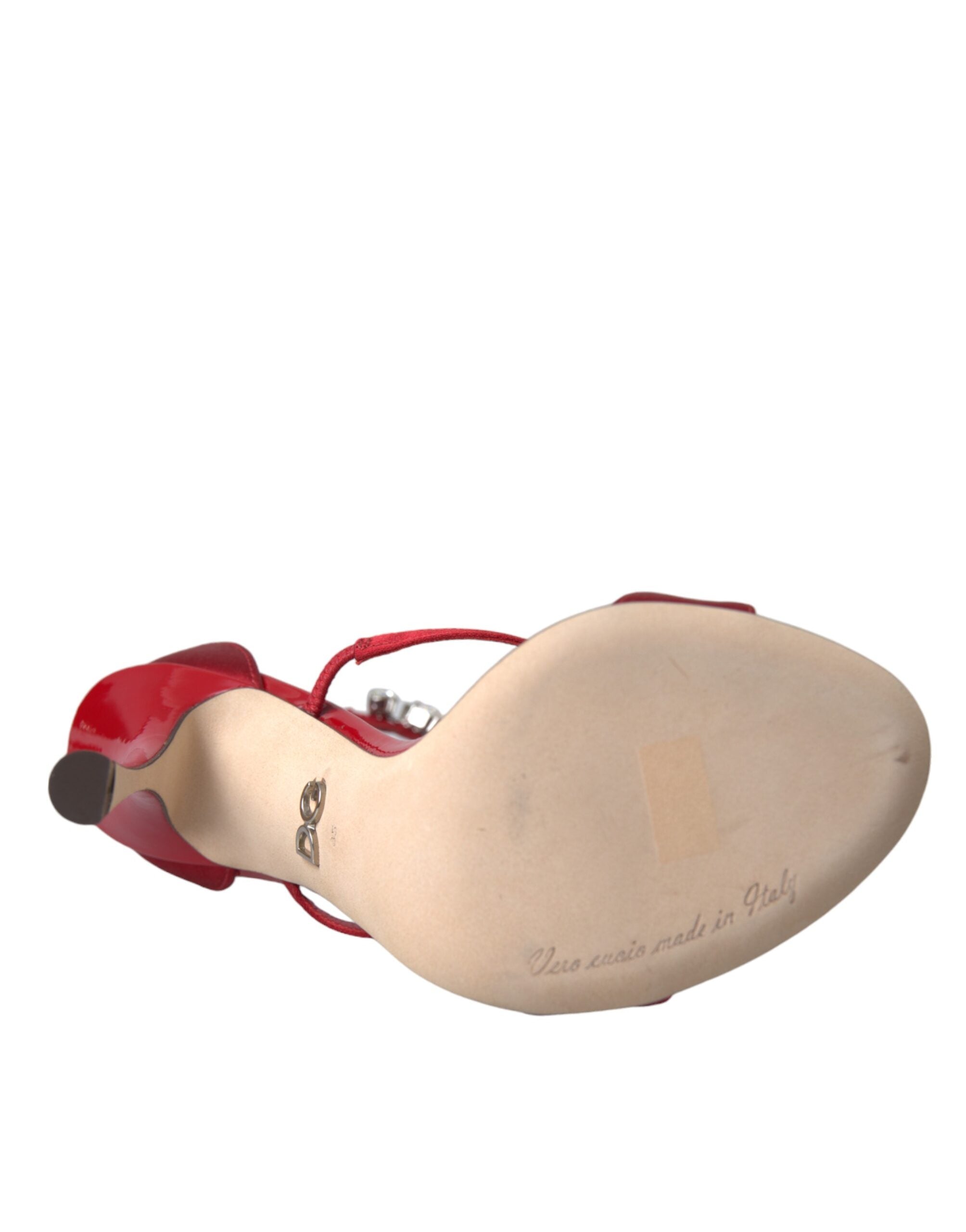 Dolce & Gabbana Red Keira Satin Crystals Sandals Heels Shoes -   -  Dolce & Gabbana.
