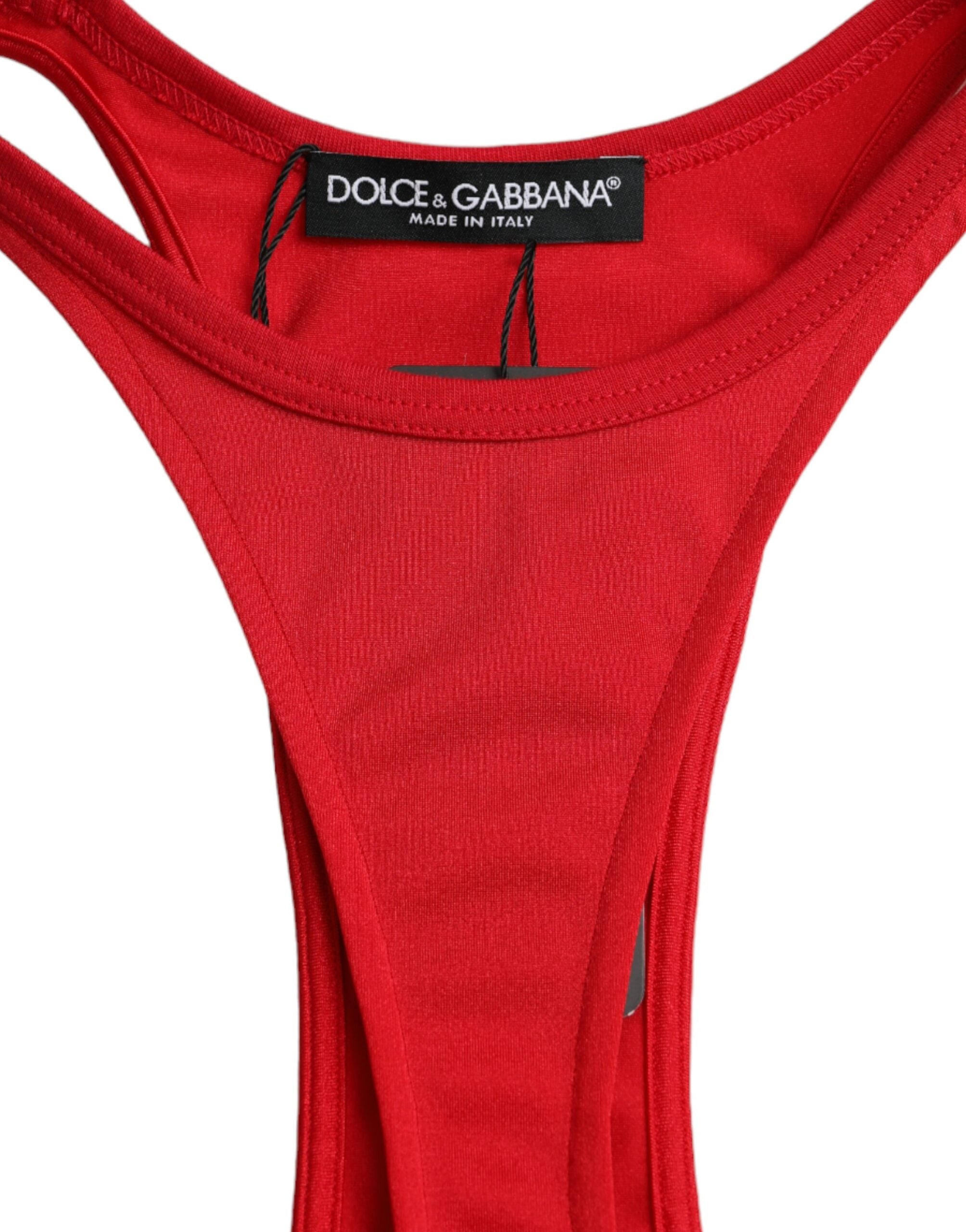Dolce & Gabbana Red Nylon Stretch Bodycon Sheath Mini Dress -   -  Dolce & Gabbana.