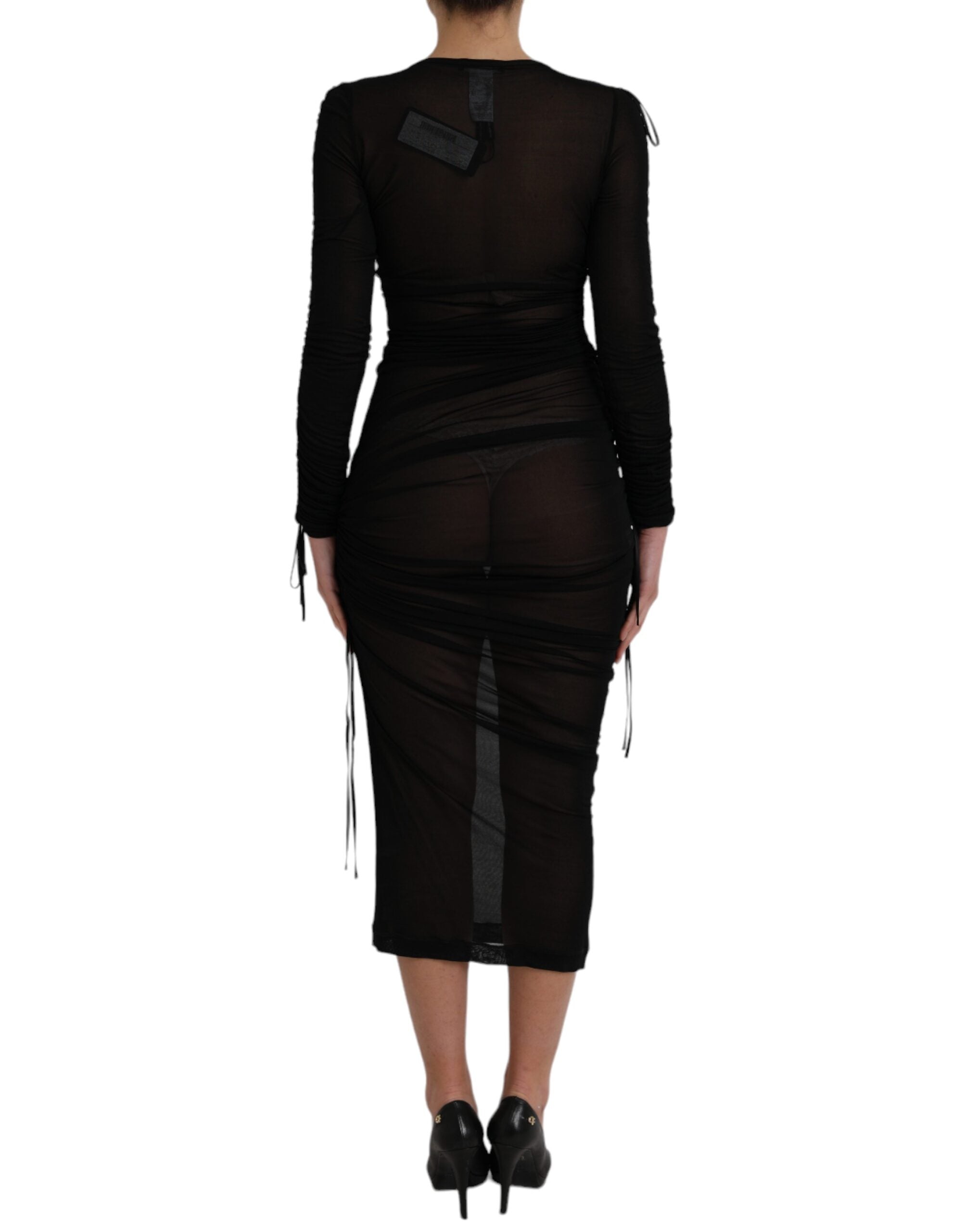 Dolce & Gabbana Black Sheer Bodycon Sheath Midi Dress -   -  Dolce & Gabbana.