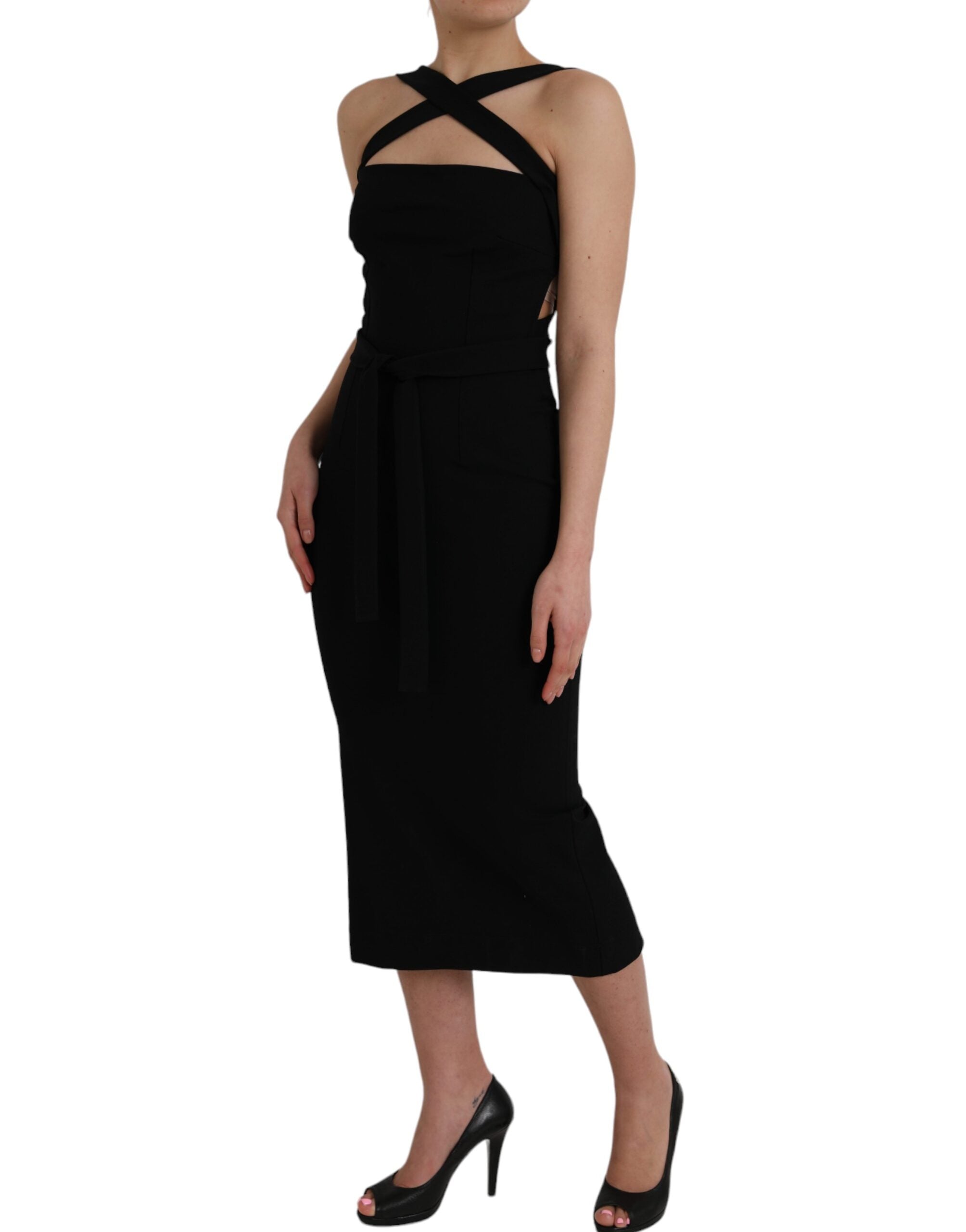Dolce & Gabbana Black Sheath Halter Sleeveless Midi Dress -   -  Dolce & Gabbana.