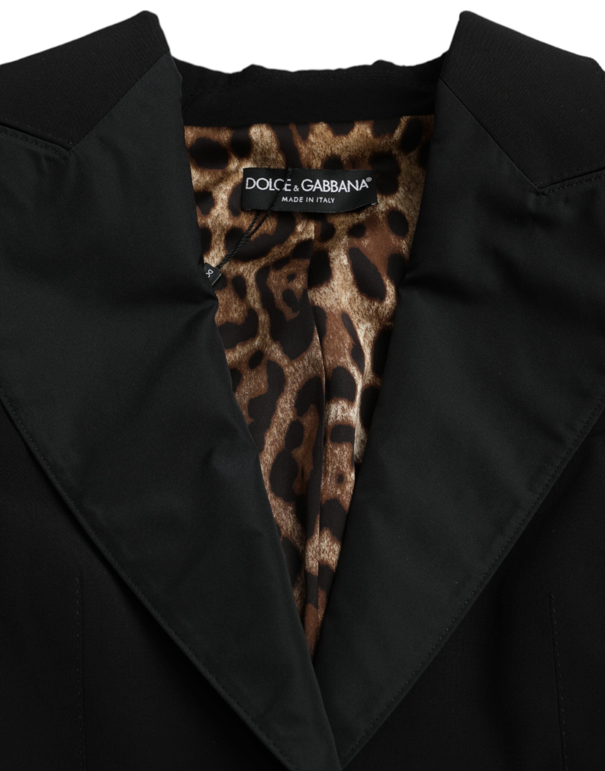 Dolce & Gabbana Black Polyester Puffed Sleeves Cropped Jacket -   -  Dolce & Gabbana.