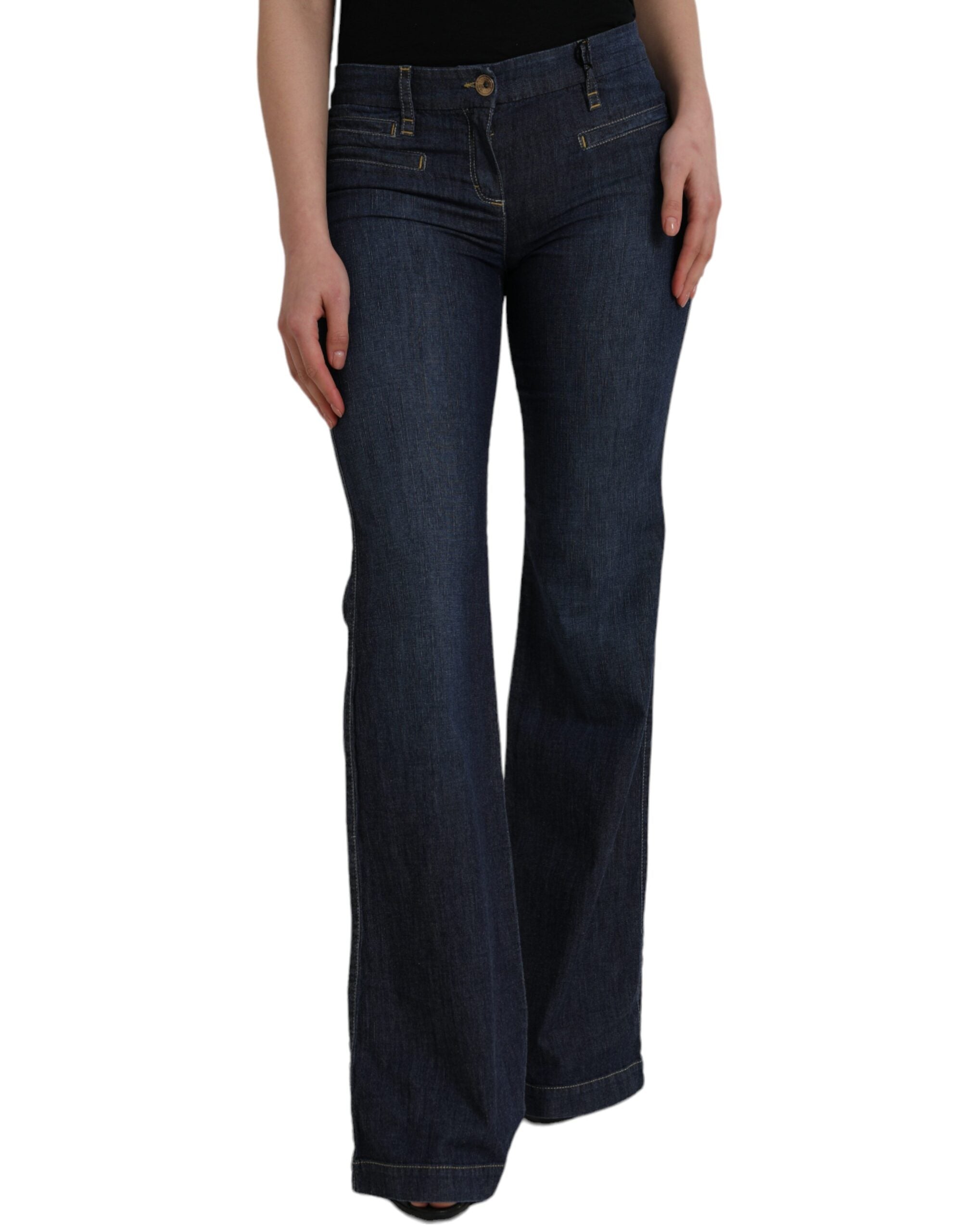 PLEIN SUD Dark Blue Cotton Bootcut Denim Jeans -   -  PLEIN SUD.